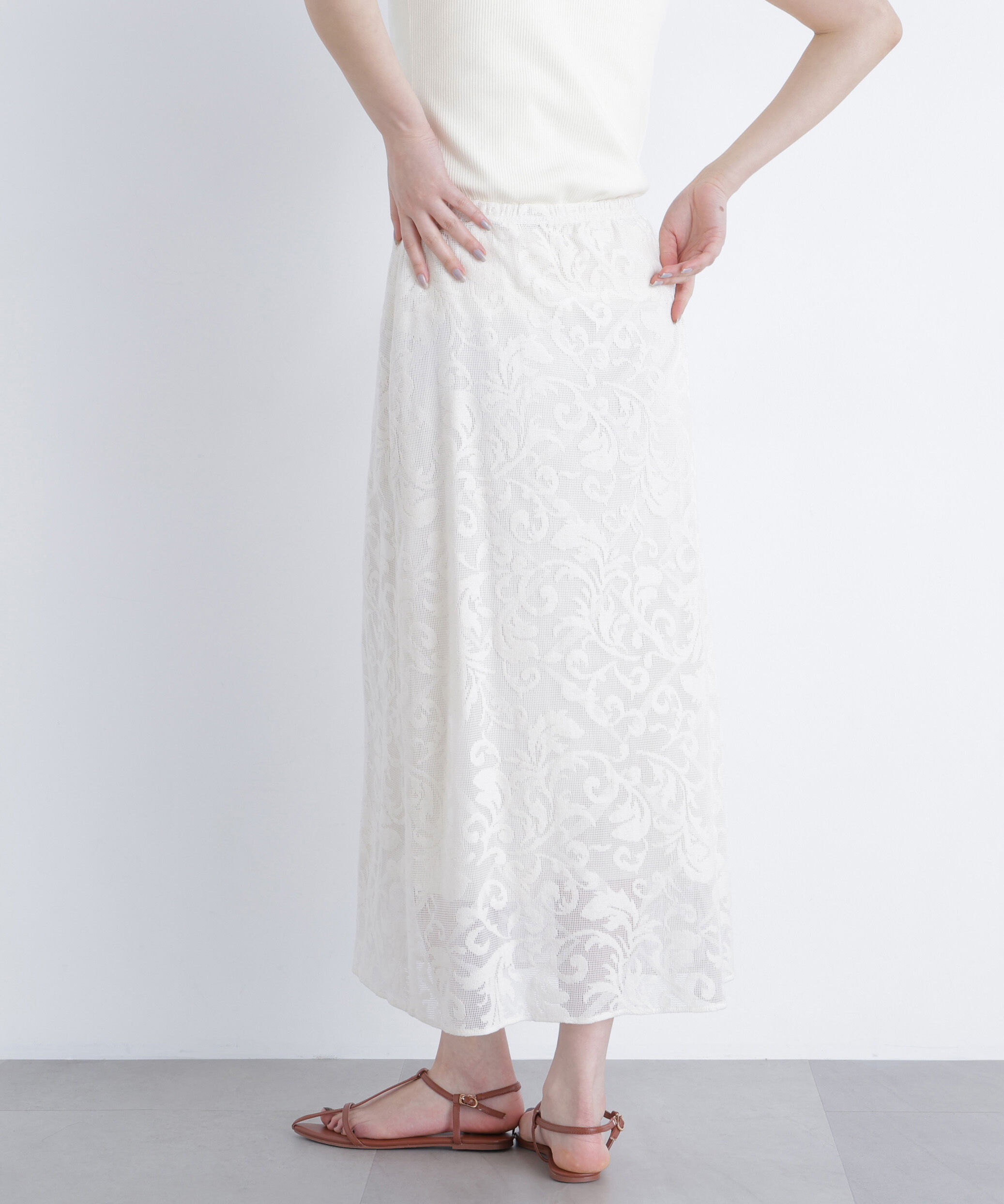  「フラワーメッシュ SETUP スカート」|スカート|