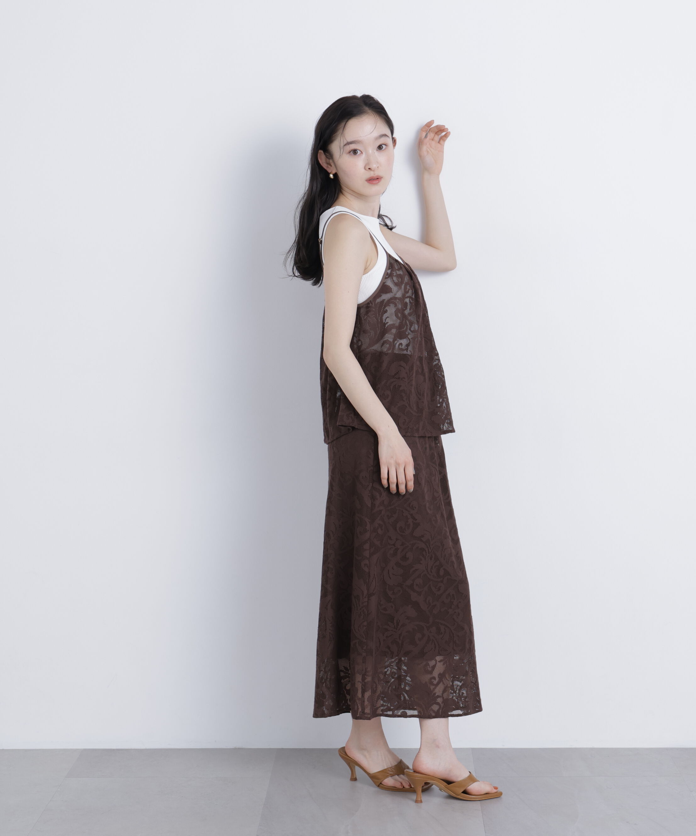  「フラワーメッシュ SETUP スカート」|スカート|