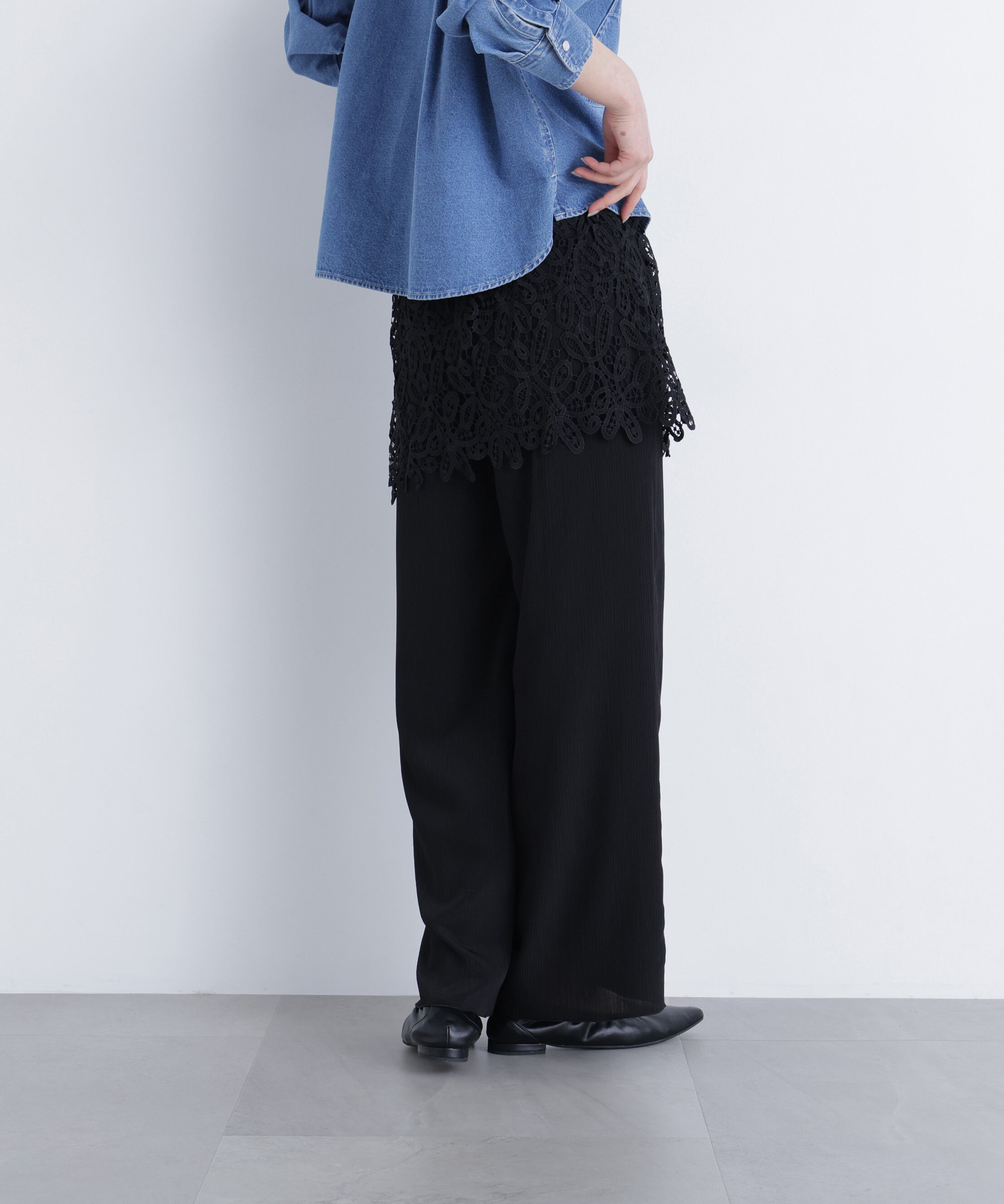  「レースレイヤード楊柳パンツ」|その他|