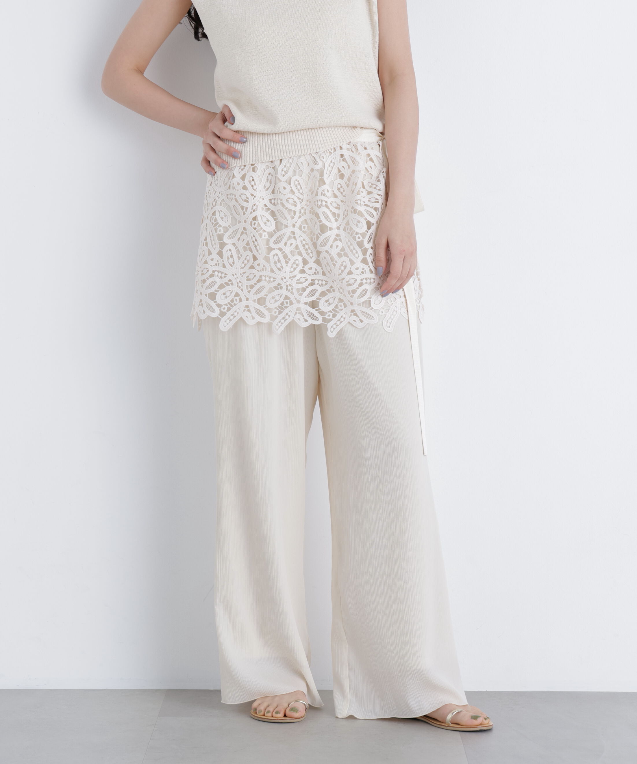  「レースレイヤード楊柳パンツ」|その他|