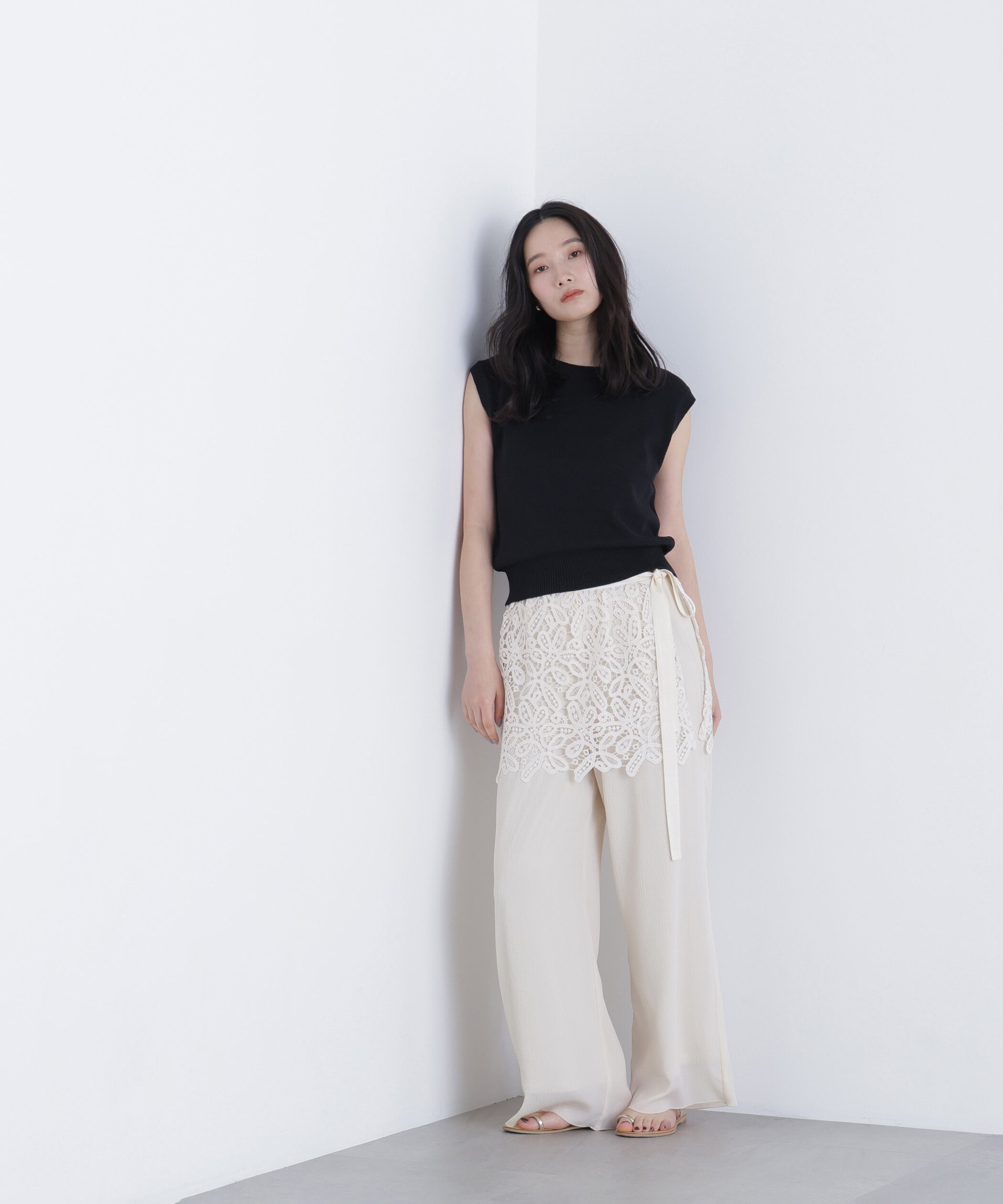  「レースレイヤード楊柳パンツ」|その他|