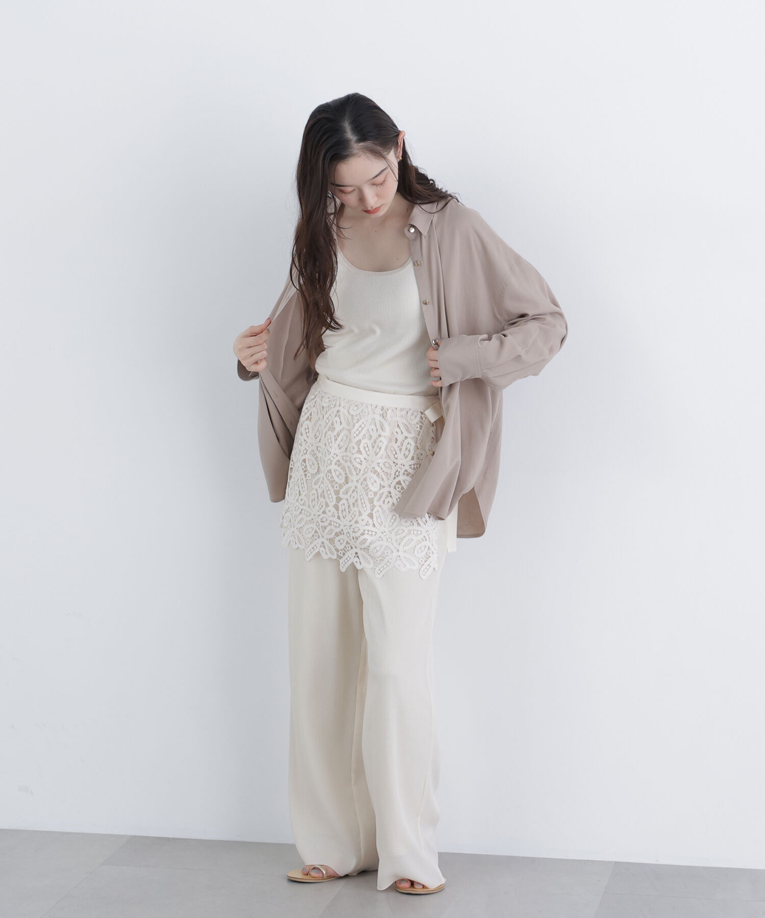  「レースレイヤード楊柳パンツ」|その他|