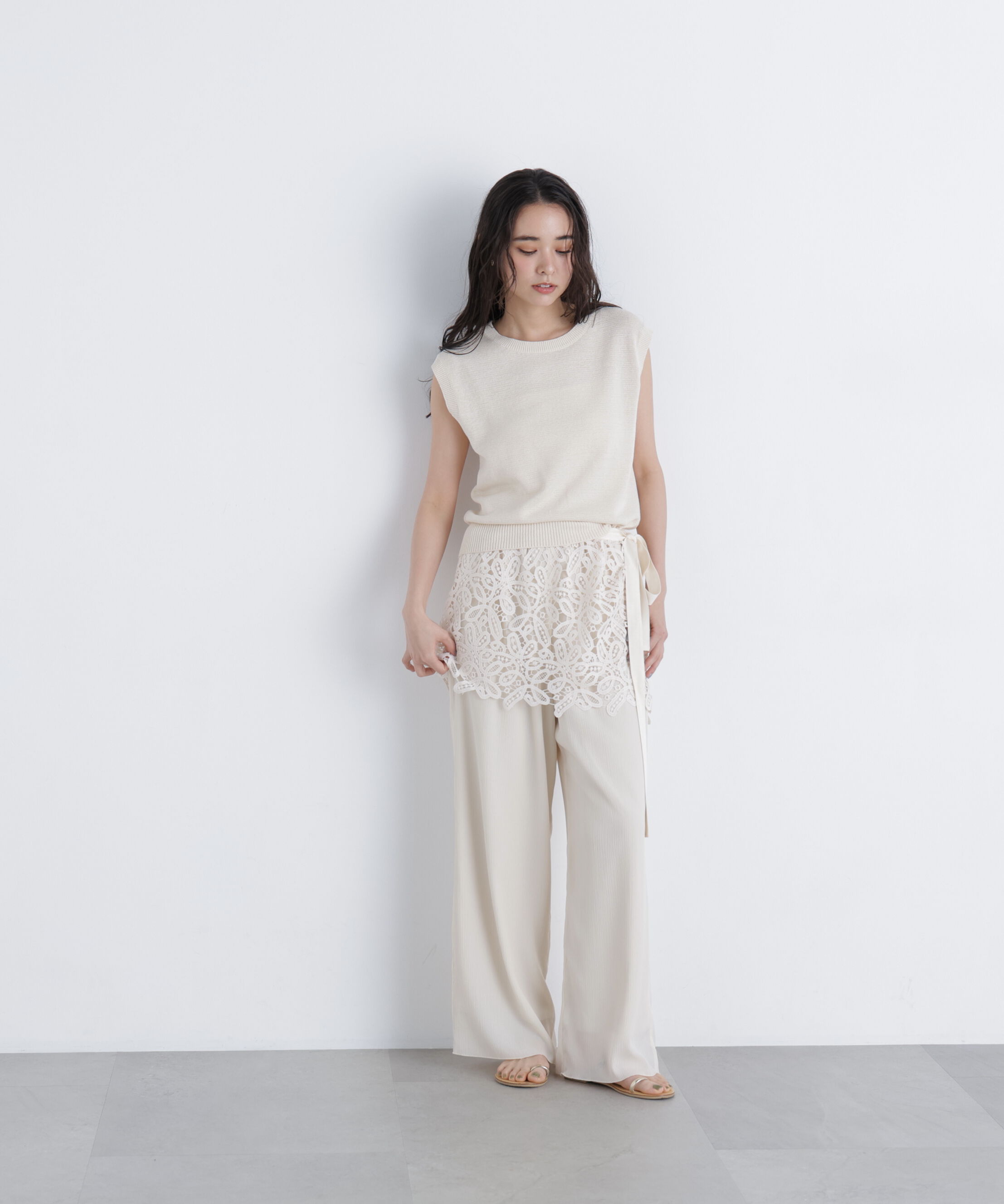  「レースレイヤード楊柳パンツ」|その他|