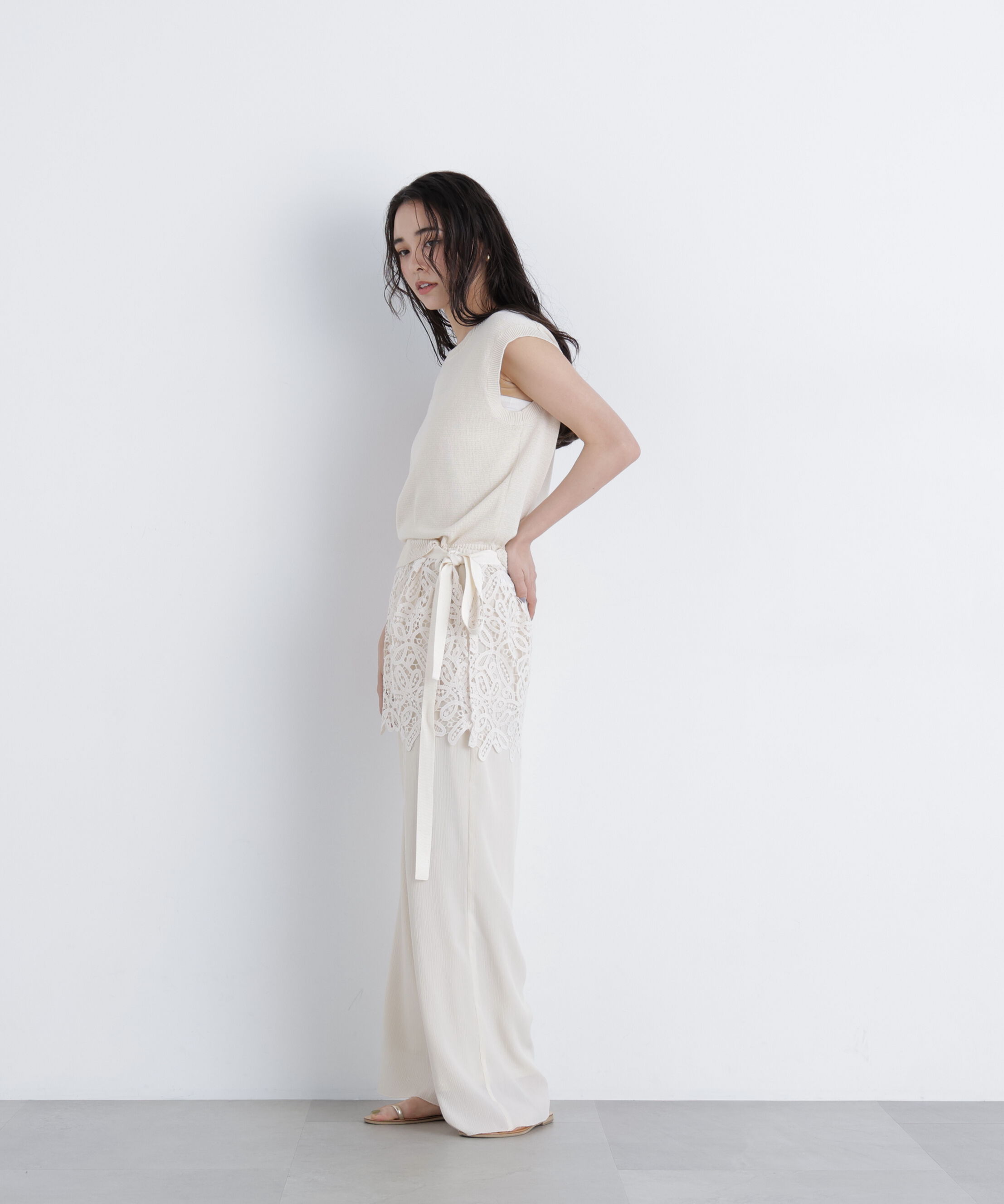  「レースレイヤード楊柳パンツ」|その他|