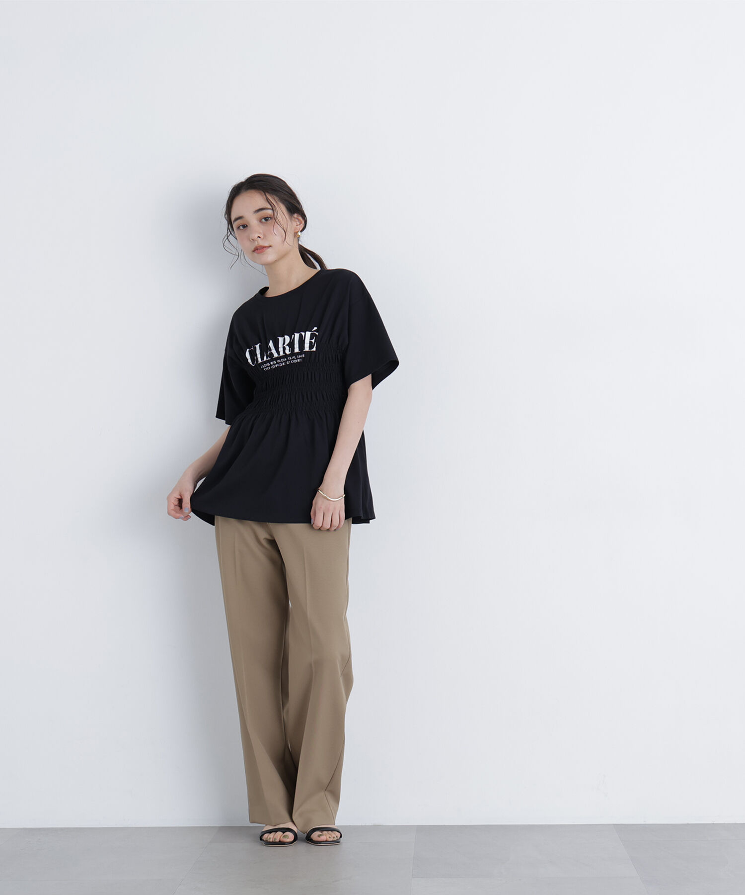  「シャーリングペプラムカットソー」|Tシャツ・カットソー|