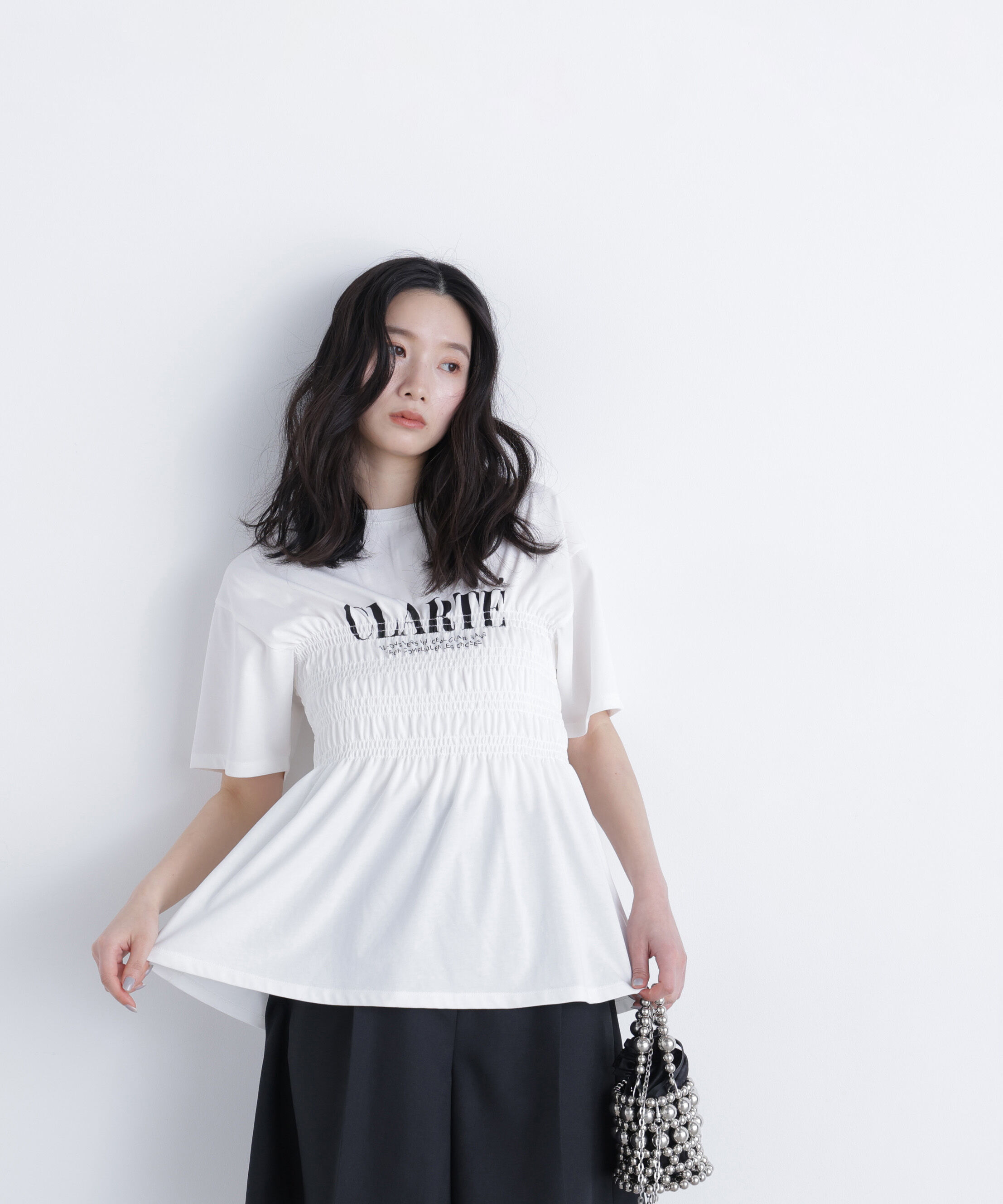  「シャーリングペプラムカットソー」|Tシャツ・カットソー|