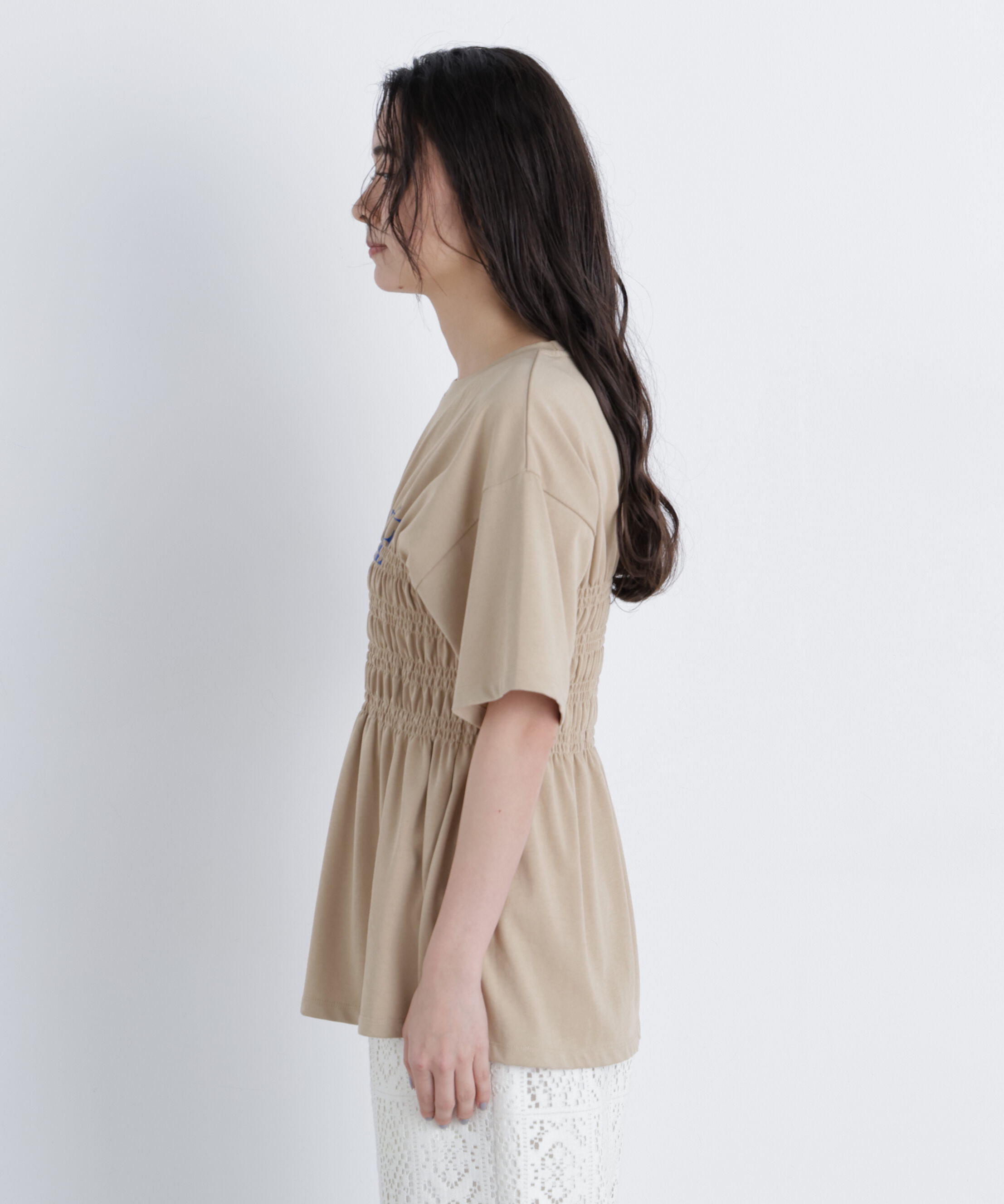  「シャーリングペプラムカットソー」|Tシャツ・カットソー|