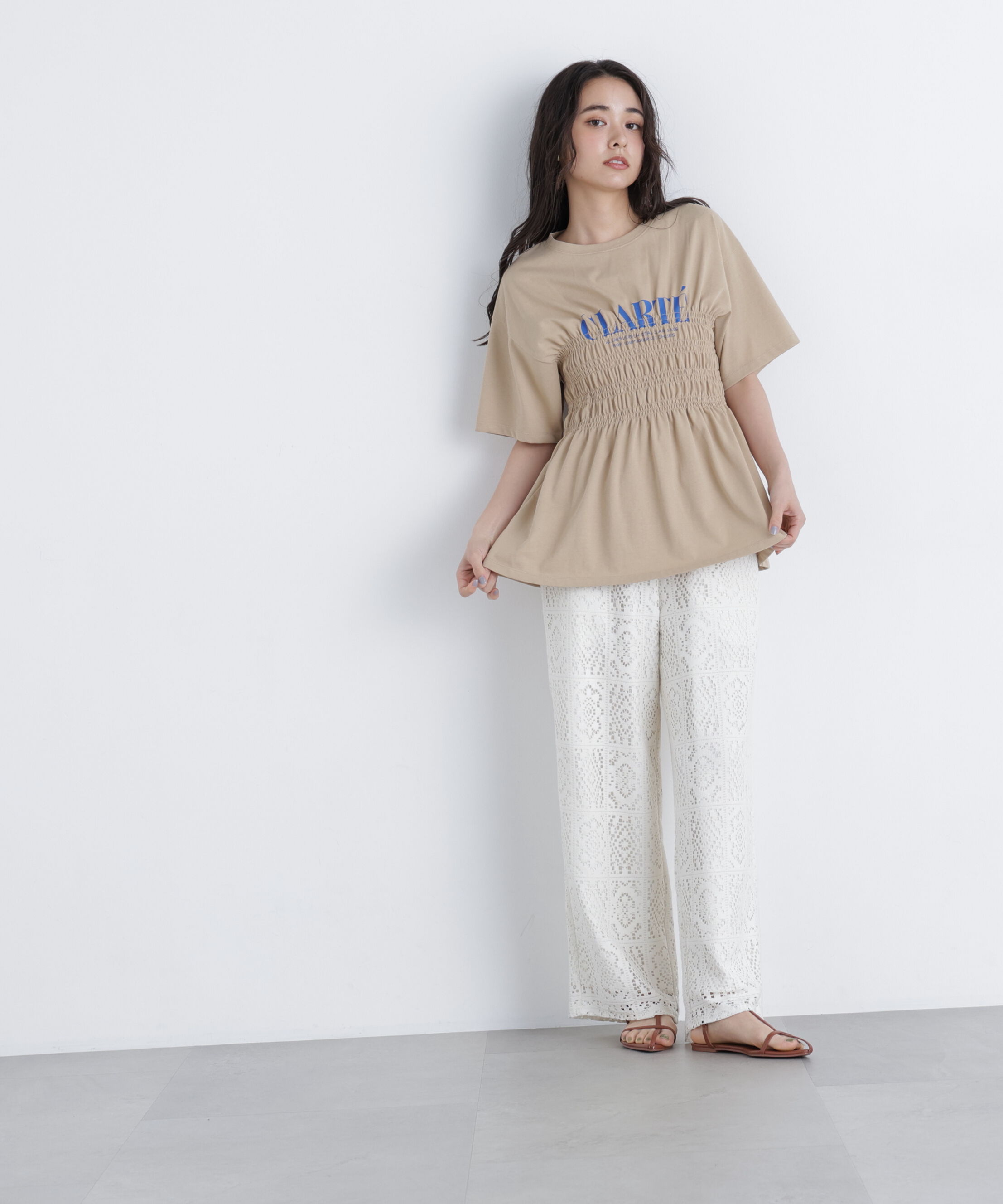  「シャーリングペプラムカットソー」|Tシャツ・カットソー|