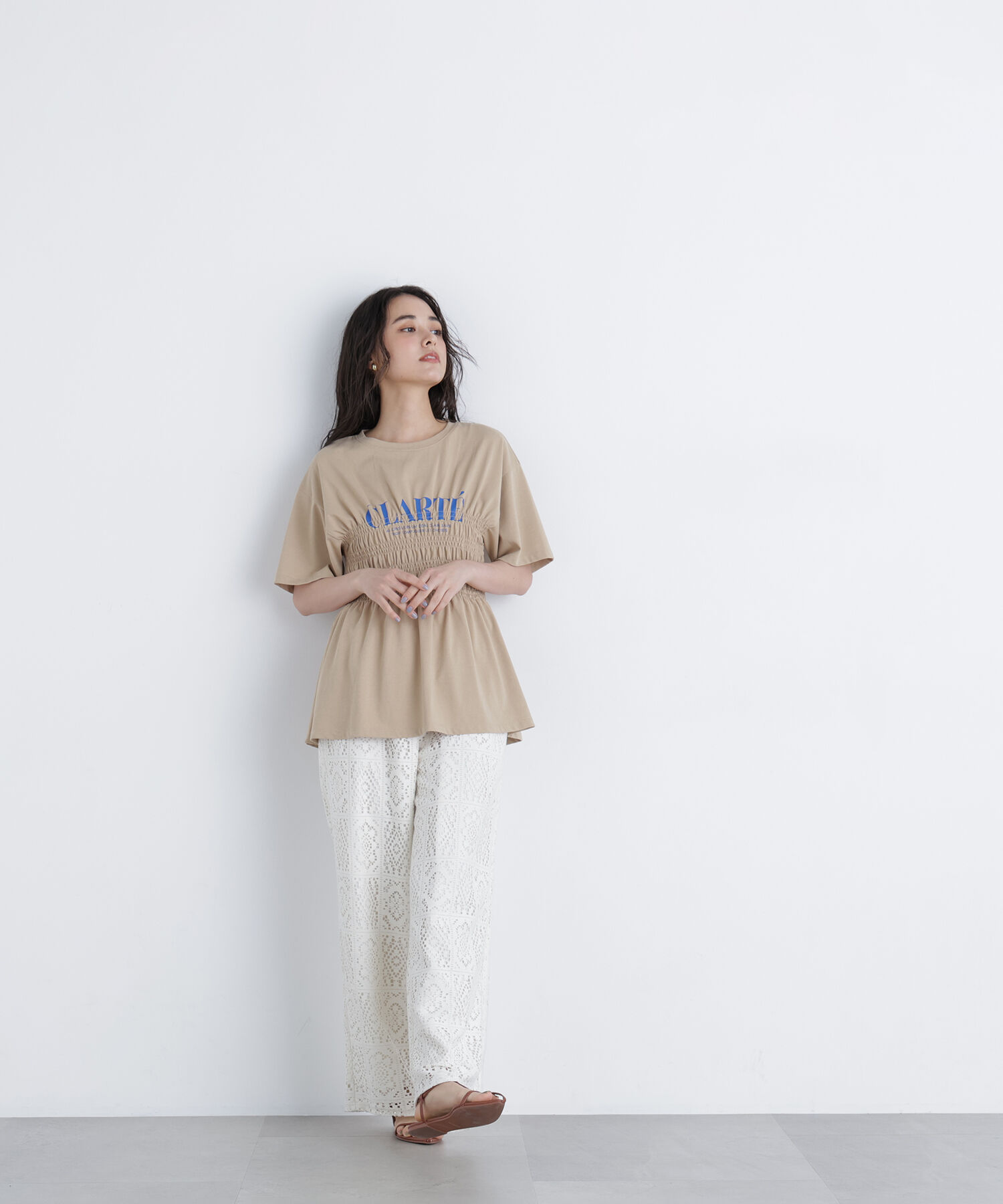  「シャーリングペプラムカットソー」|Tシャツ・カットソー|