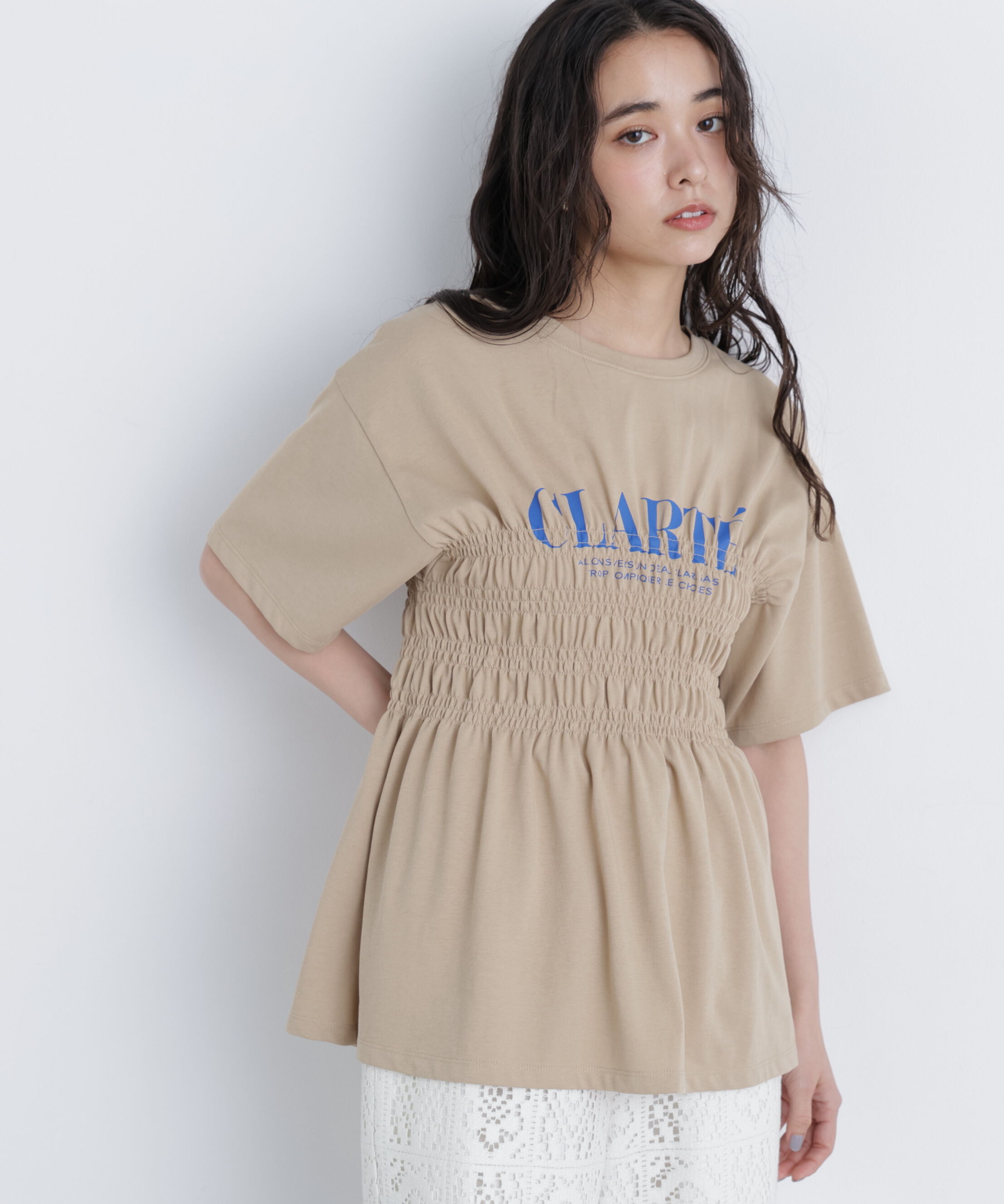  「シャーリングペプラムカットソー」|Tシャツ・カットソー|