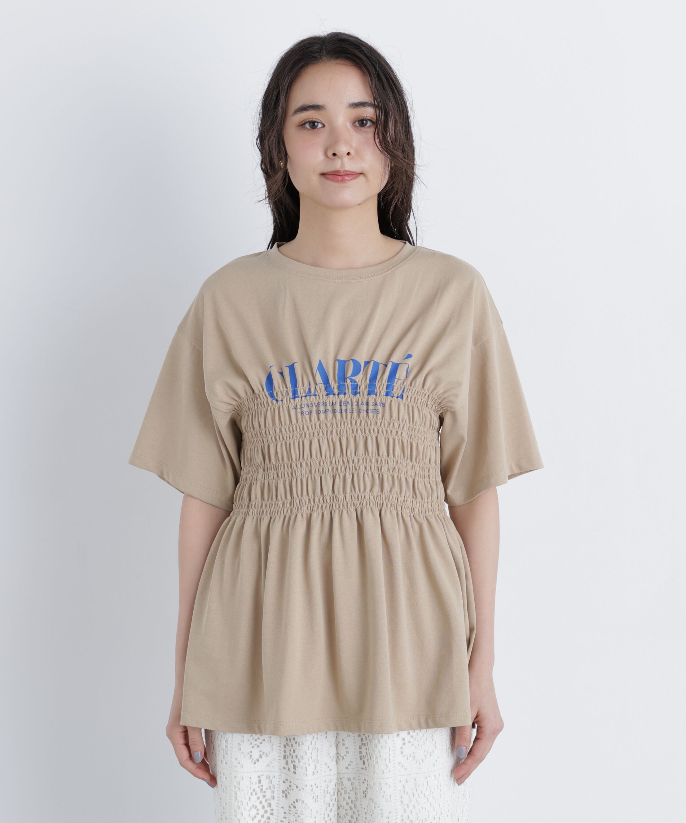  「シャーリングペプラムカットソー」|Tシャツ・カットソー|