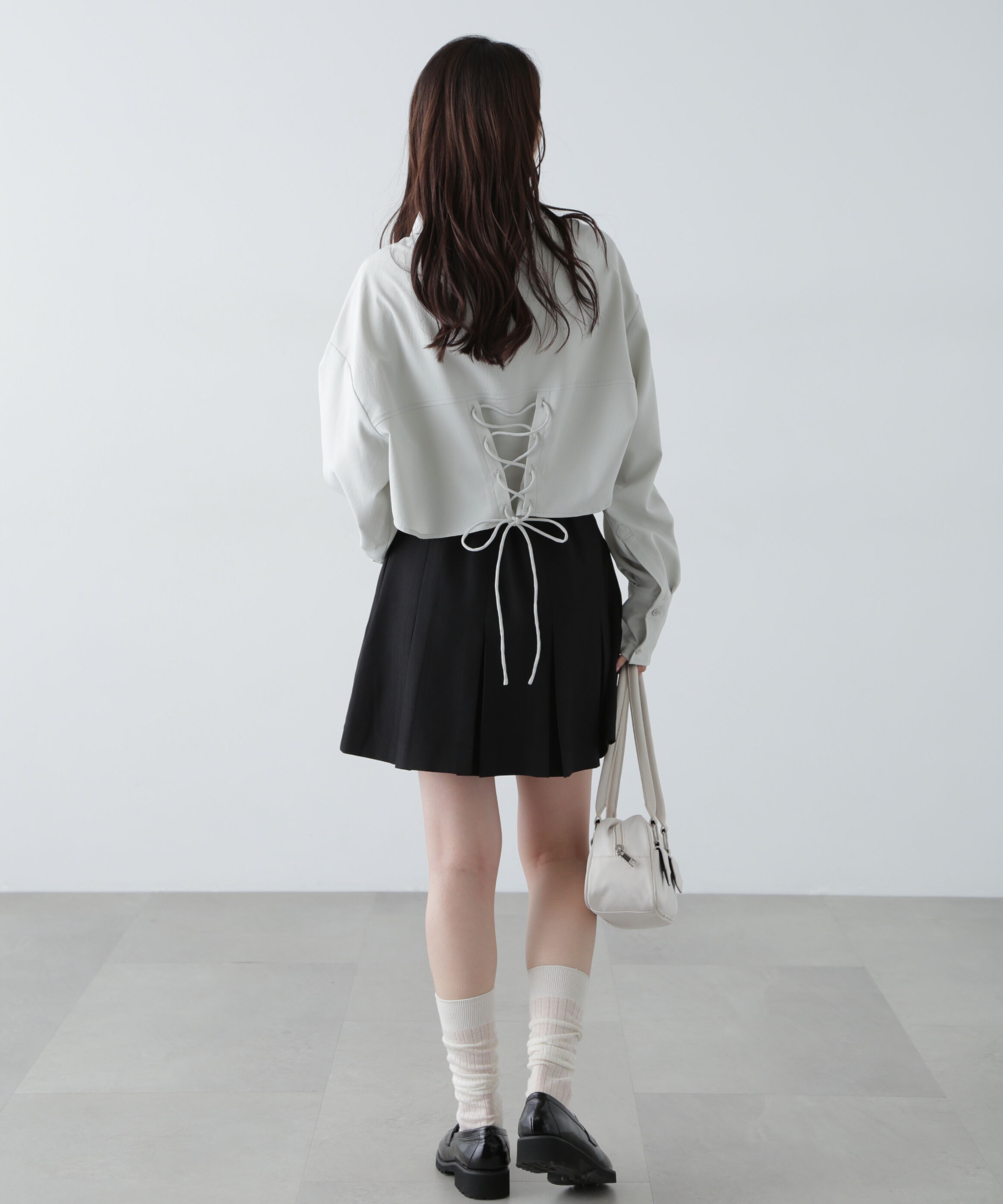  「バックレースアップショート丈シャツ」|シャツ・ブラウス|