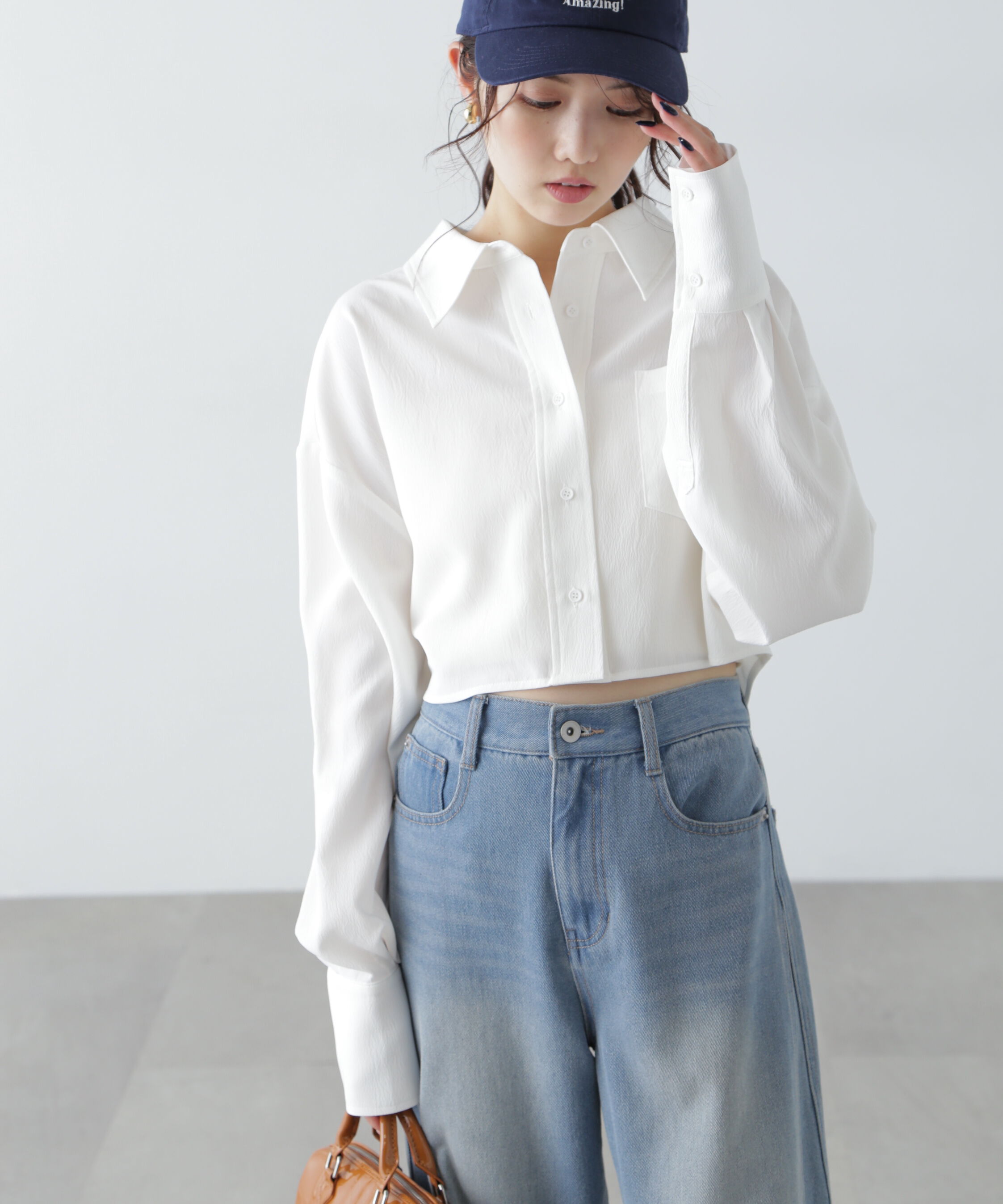  「バックレースアップショート丈シャツ」|シャツ・ブラウス|