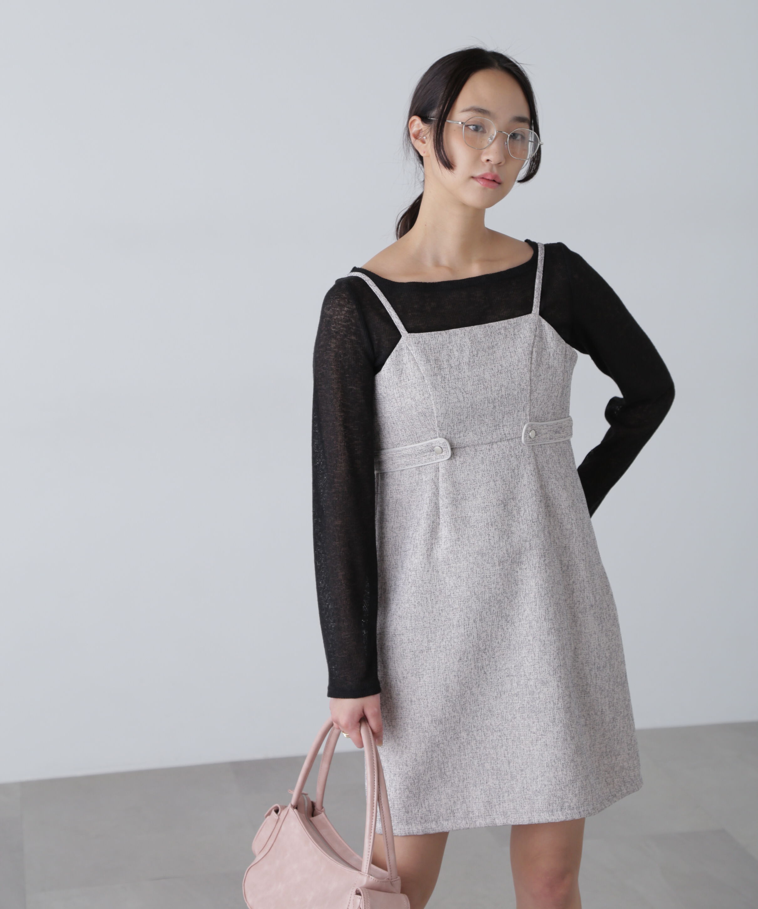  「ツイードライクキャミミニワンピース」|ワンピース|