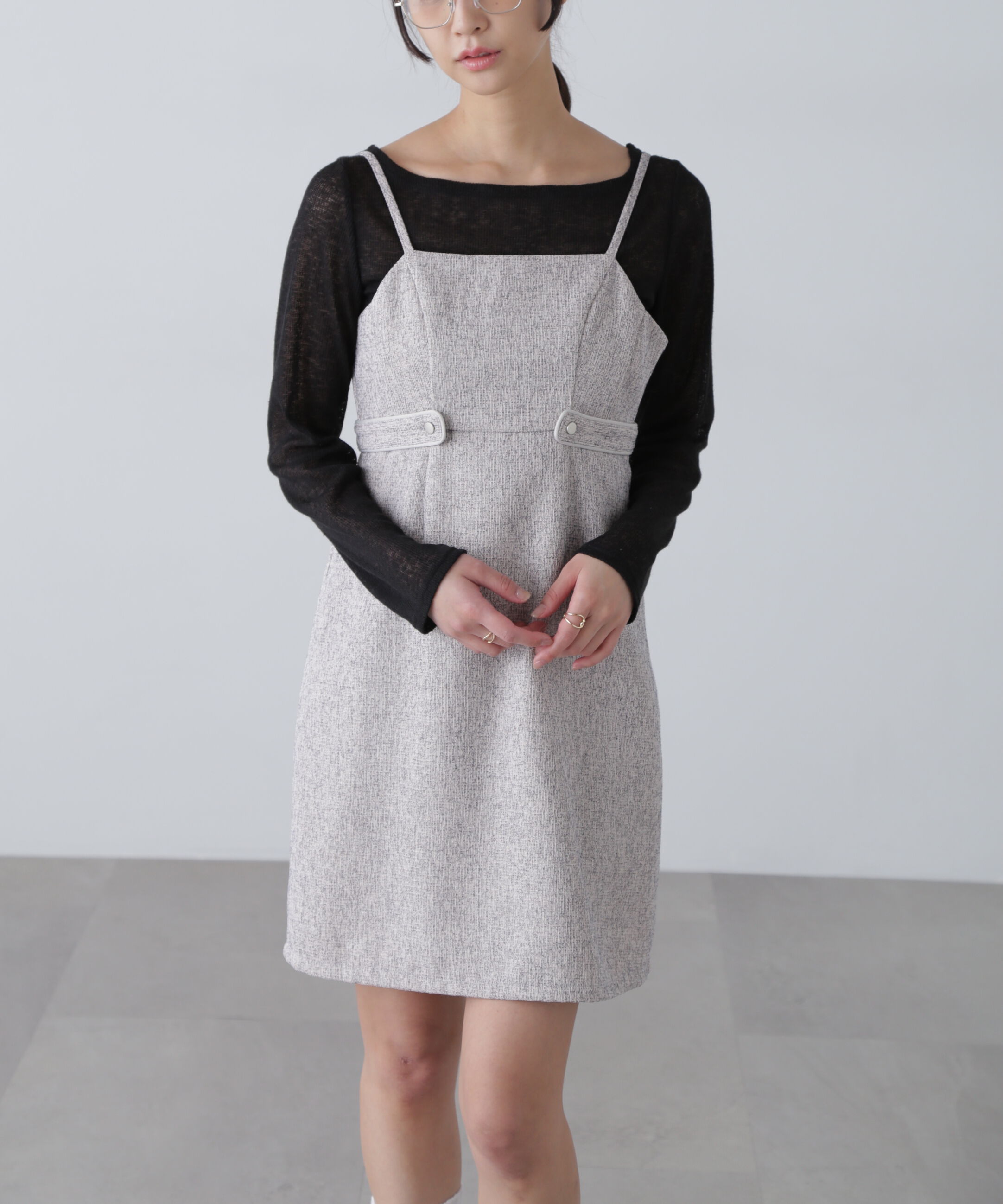  「ツイードライクキャミミニワンピース」|ワンピース|