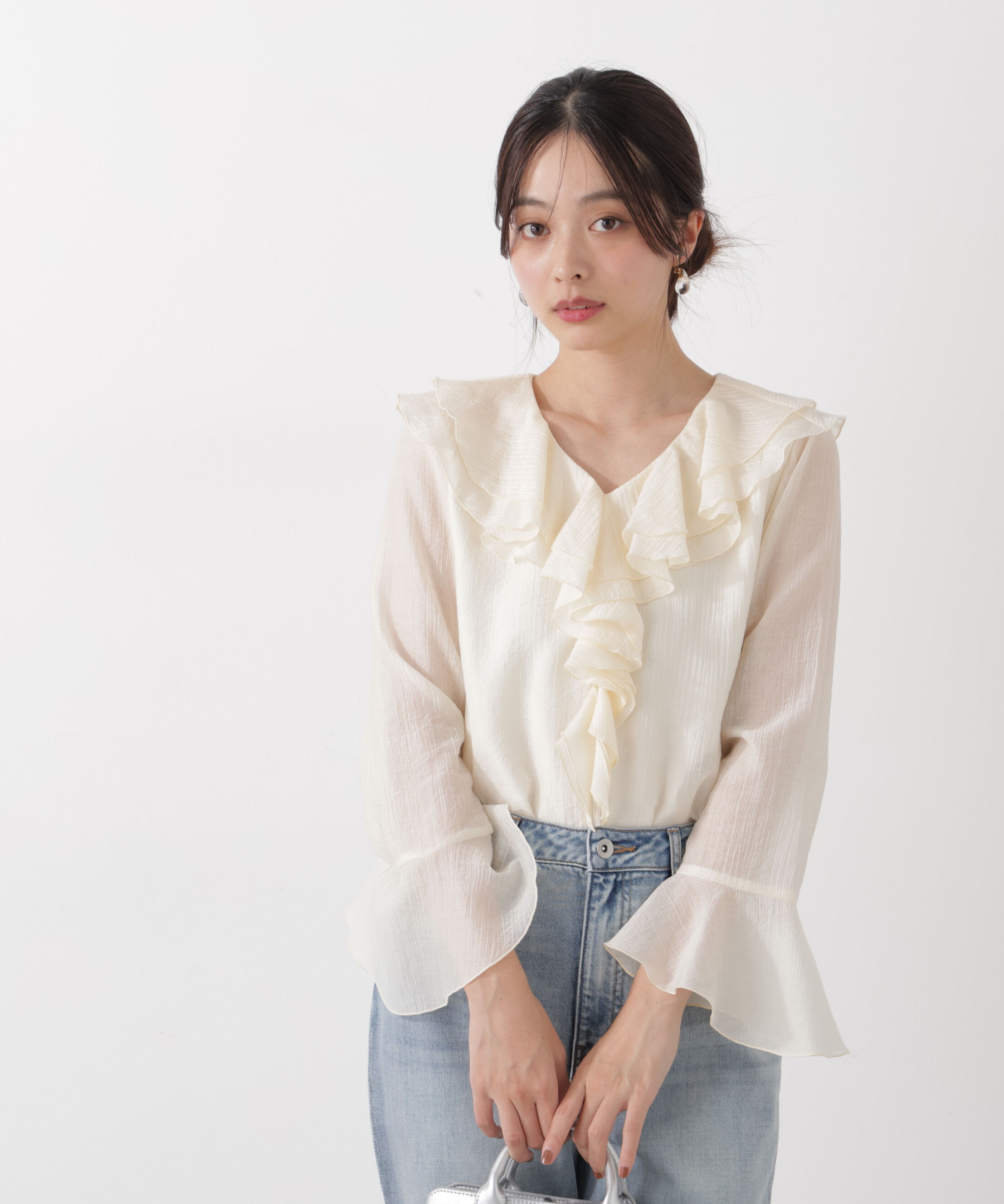 PROPORTION BODY DRESSING「シアー楊柳ラッフルブラウス　26SS」|シャツ・ブラウス|