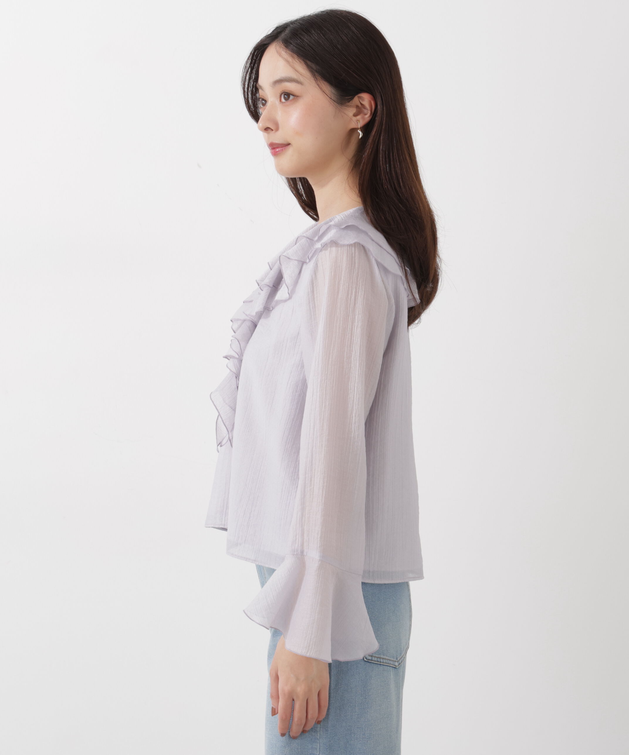 PROPORTION BODY DRESSING「シアー楊柳ラッフルブラウス　26SS」|シャツ・ブラウス|