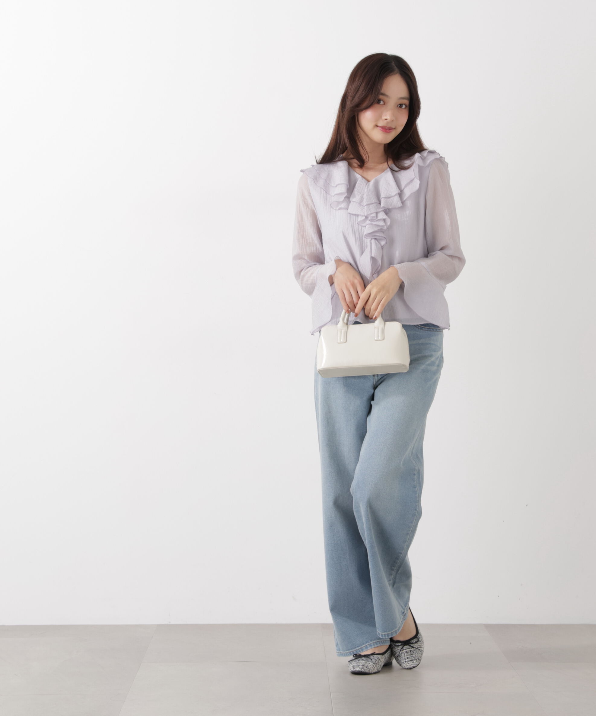 PROPORTION BODY DRESSING「シアー楊柳ラッフルブラウス　26SS」|シャツ・ブラウス|