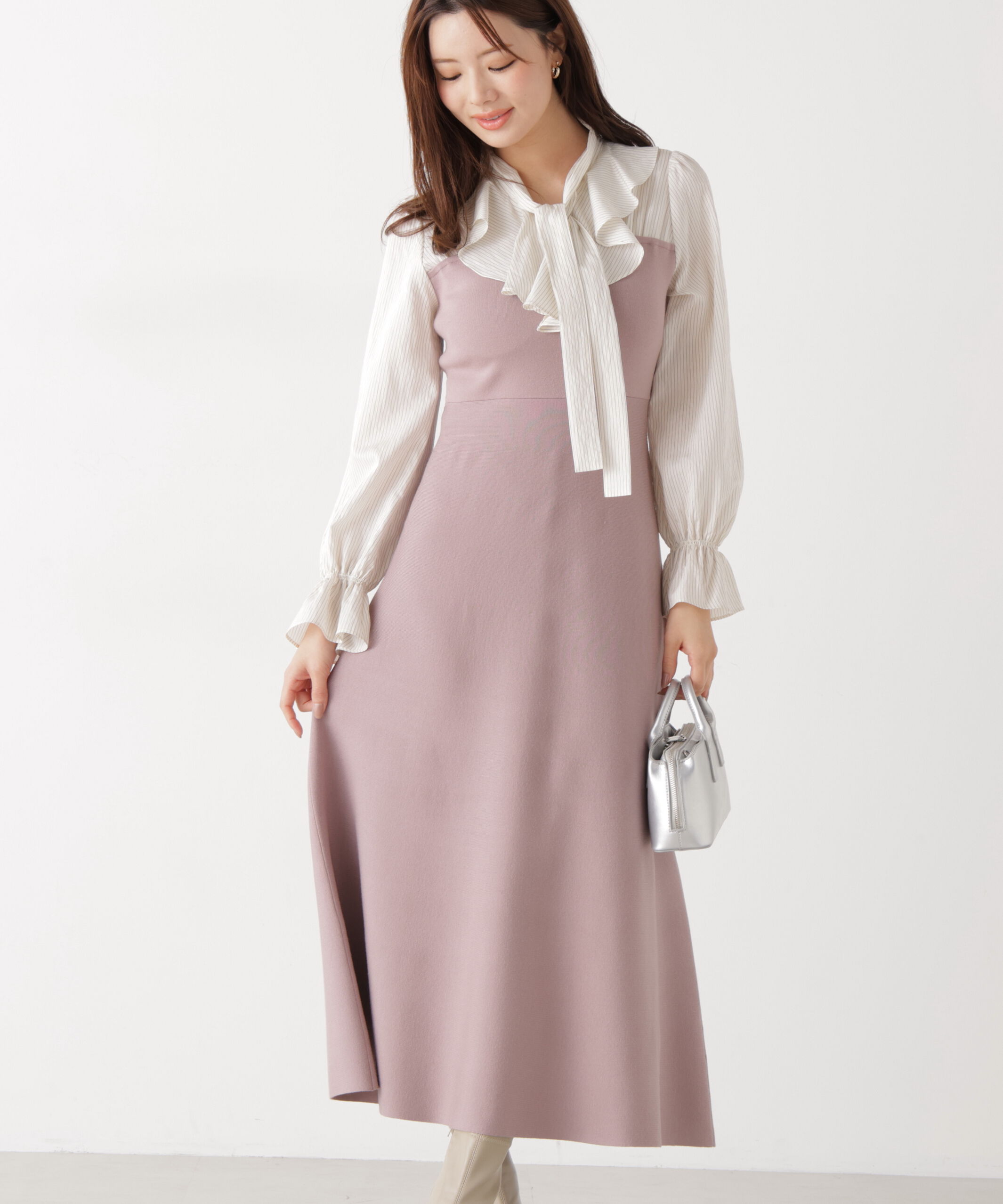 PROPORTION BODY DRESSING「《EDIT COLOGNE》ラッフルタイドッキングワンピース　26SS」|ワンピース|