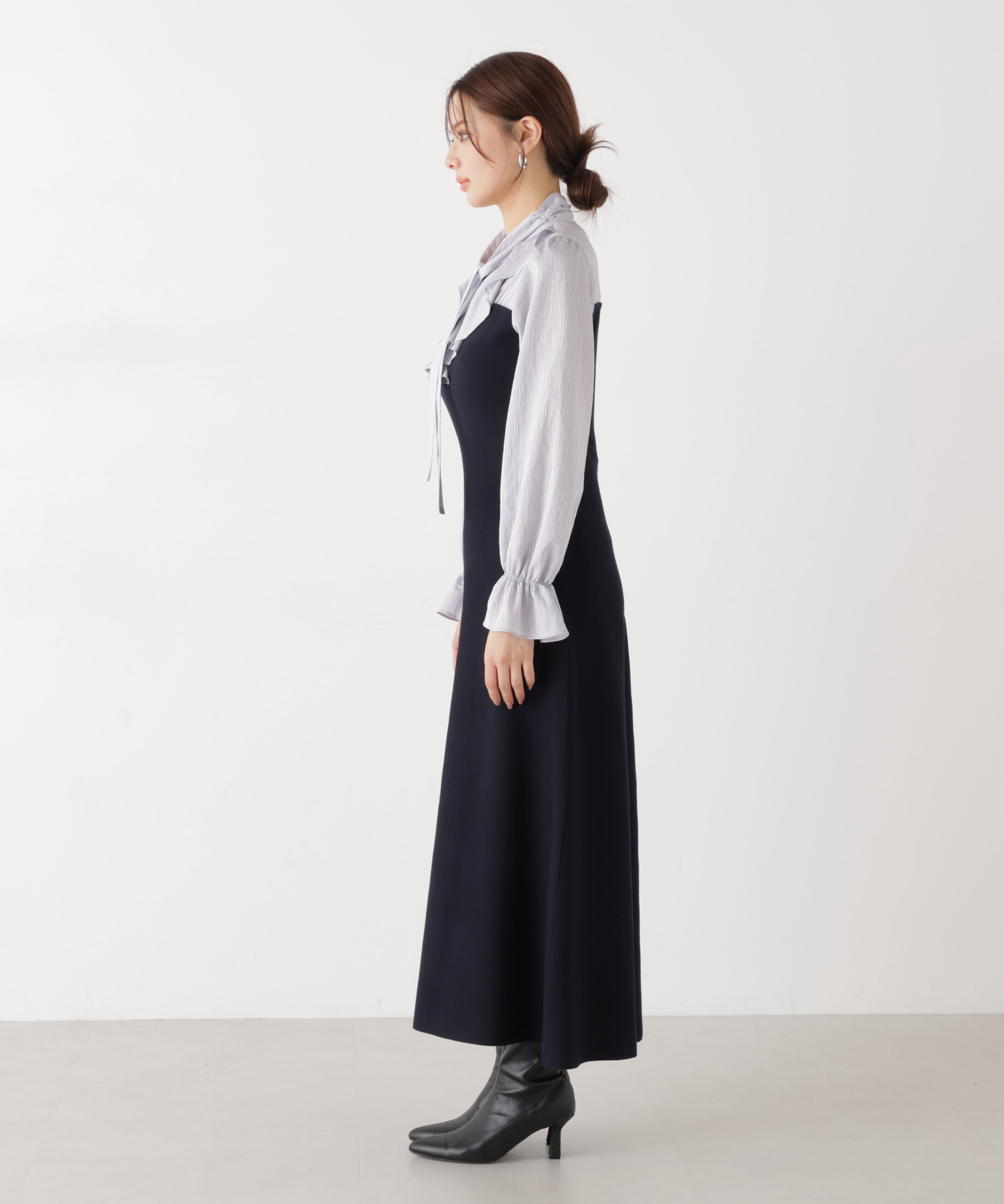 PROPORTION BODY DRESSING「《EDIT COLOGNE》ラッフルタイドッキングワンピース　26SS」|ワンピース|