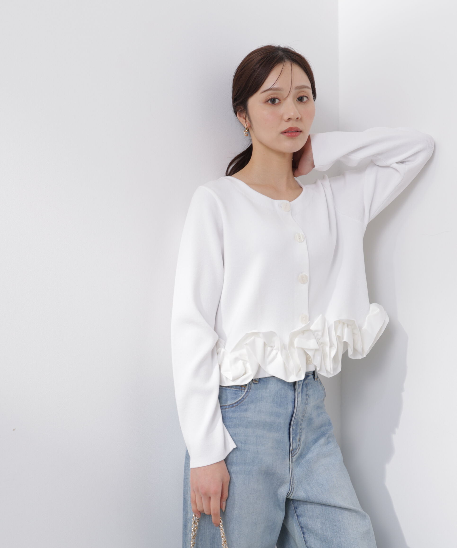 PROPORTION BODY DRESSING「〈a/mie〉ホイップペプラムニット　26SS」|カーディガン|