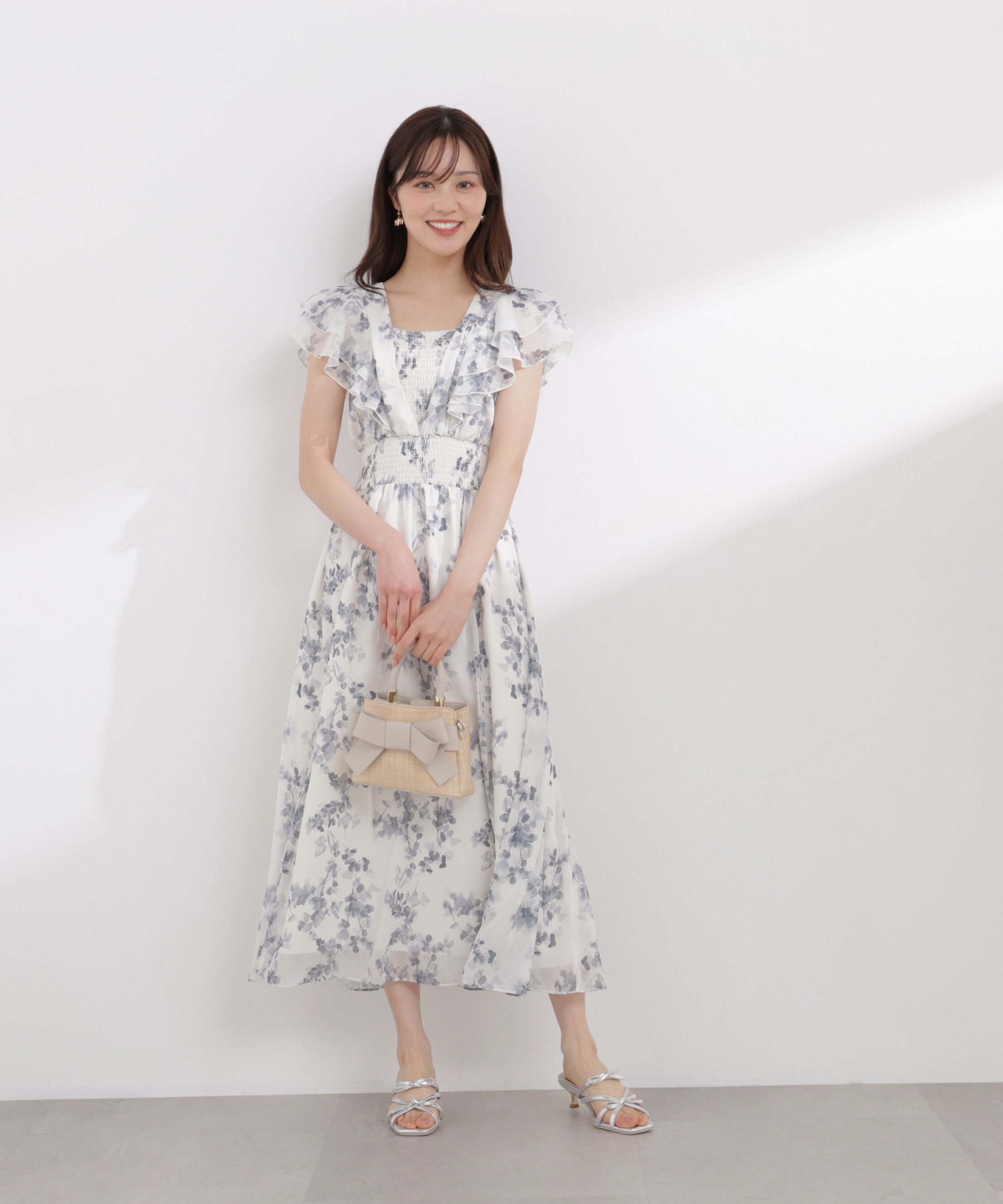 PROPORTION BODY DRESSING「ラッフル袖花柄ワンピース 26SS」|ワンピース|