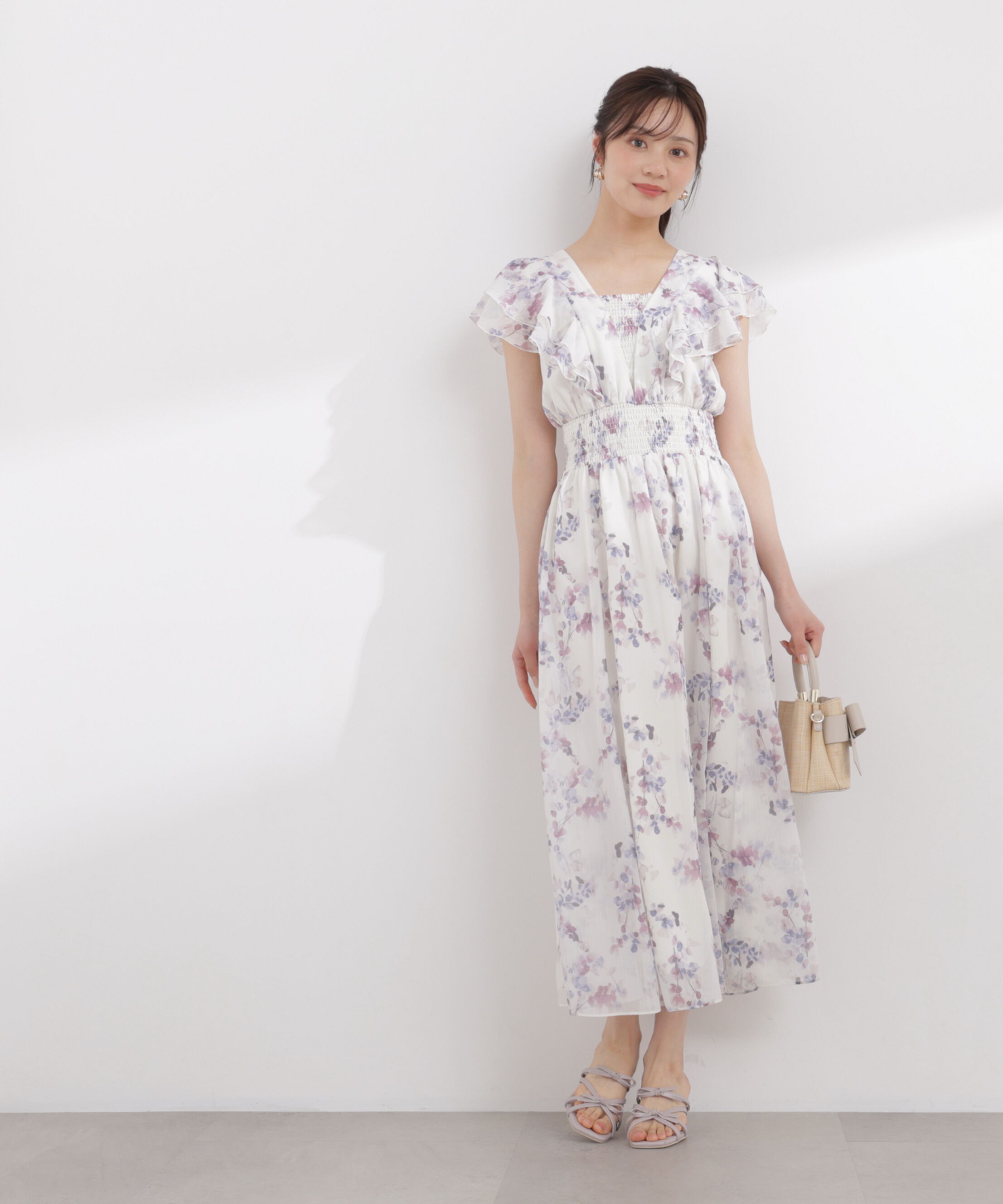 PROPORTION BODY DRESSING「ラッフル袖花柄ワンピース 26SS」|ワンピース|