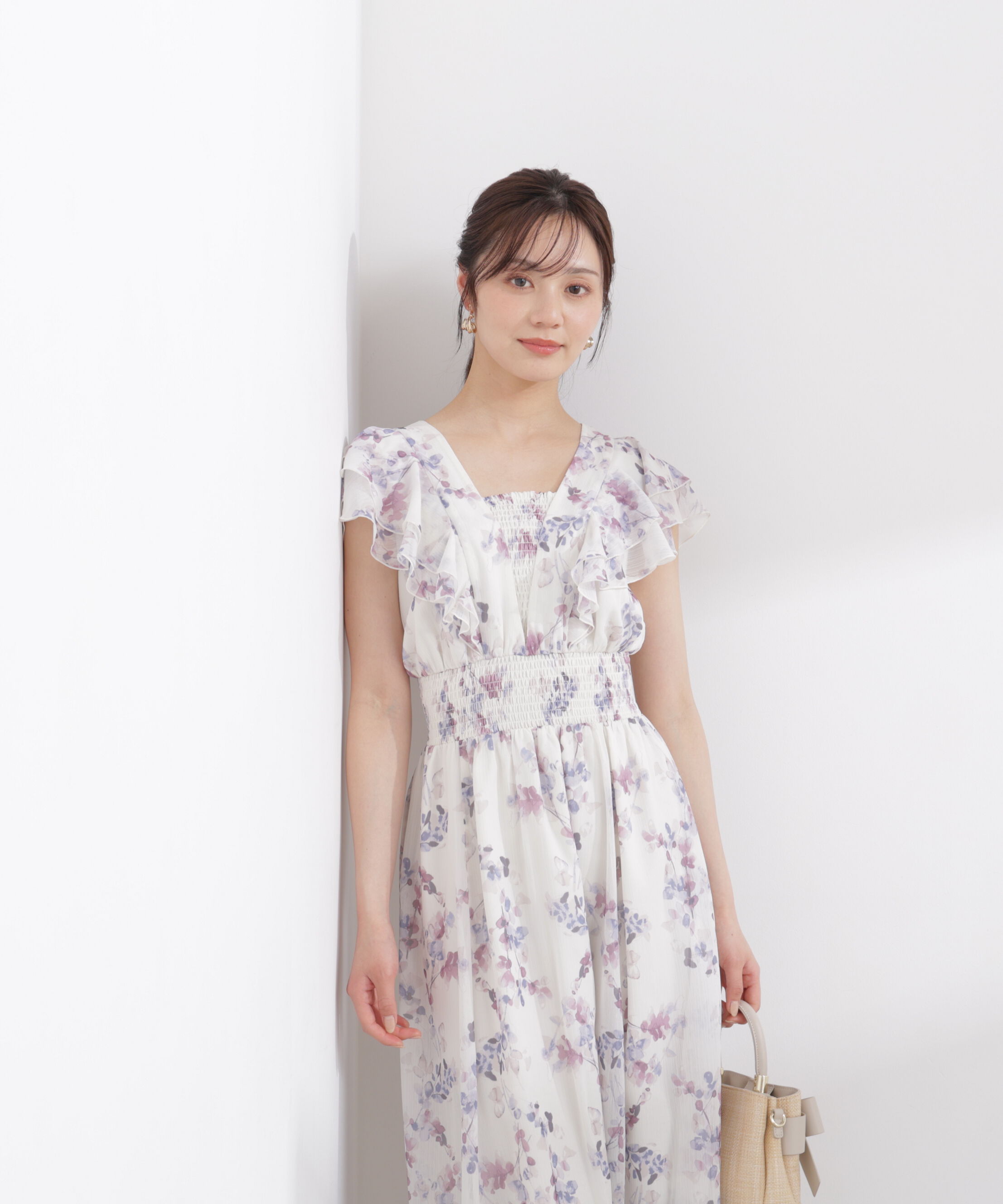 PROPORTION BODY DRESSING「ラッフル袖花柄ワンピース 26SS」|ワンピース|