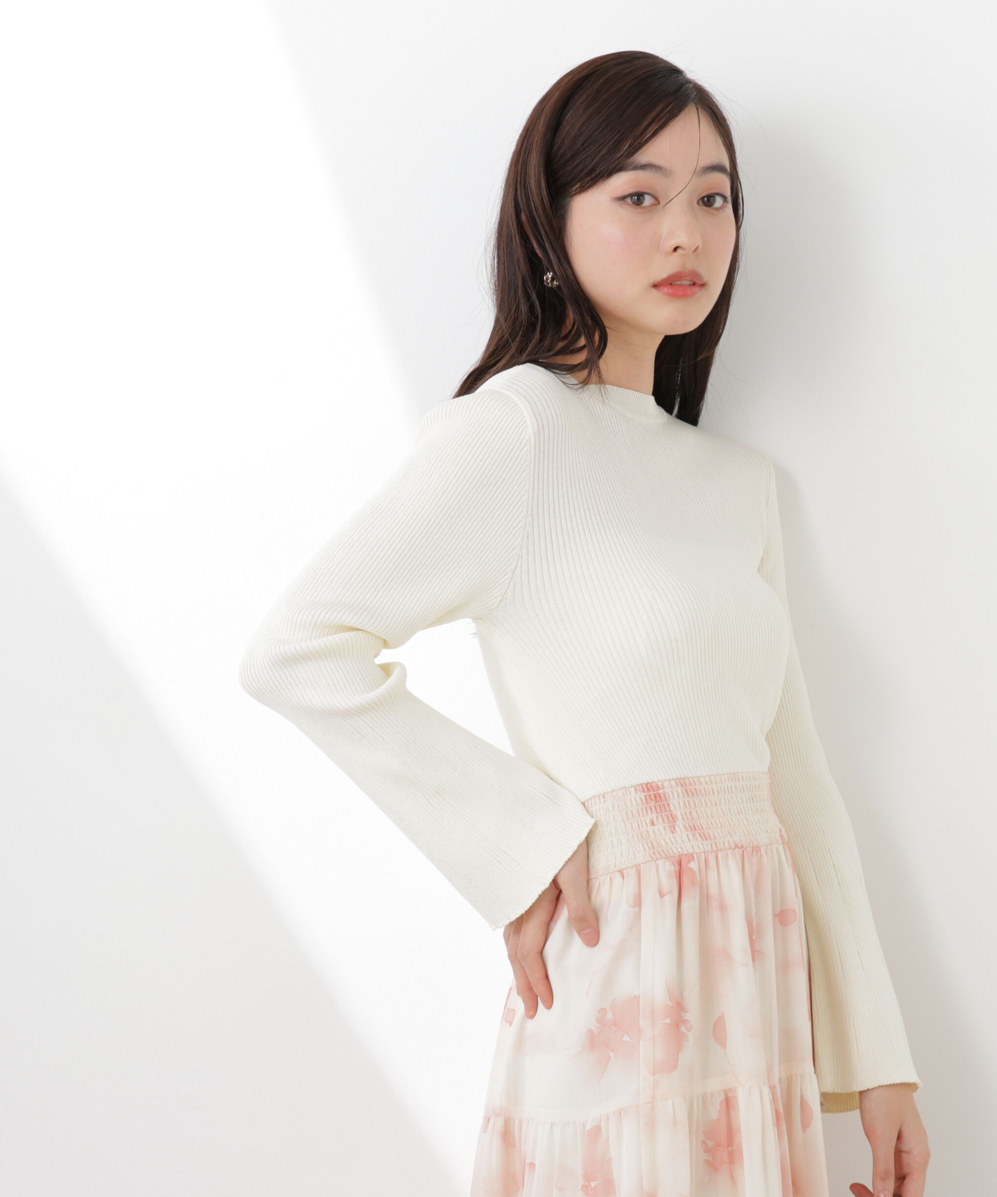 PROPORTION BODY DRESSING「ニットドッキング花柄シャーリングワンピース　26SS」|ワンピース|