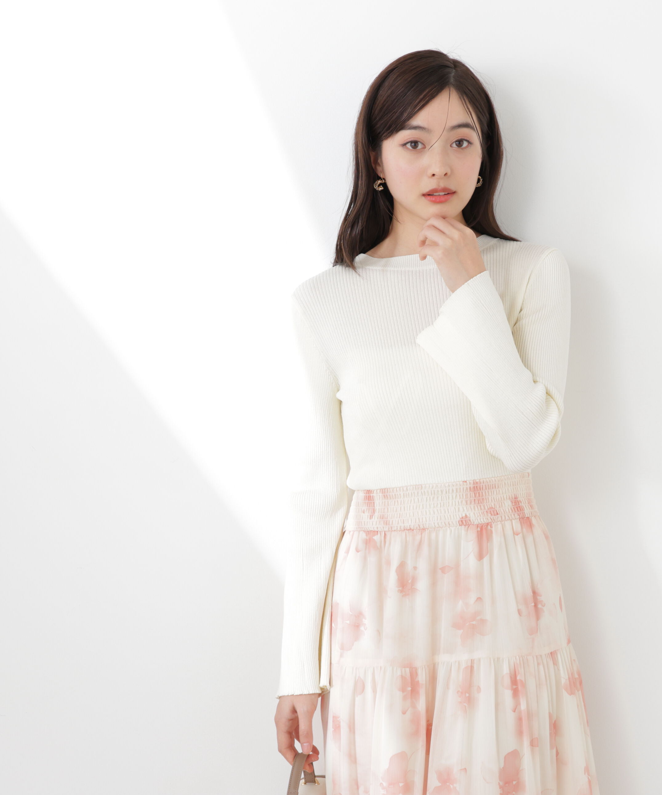 PROPORTION BODY DRESSING「ニットドッキング花柄シャーリングワンピース　26SS」|ワンピース|