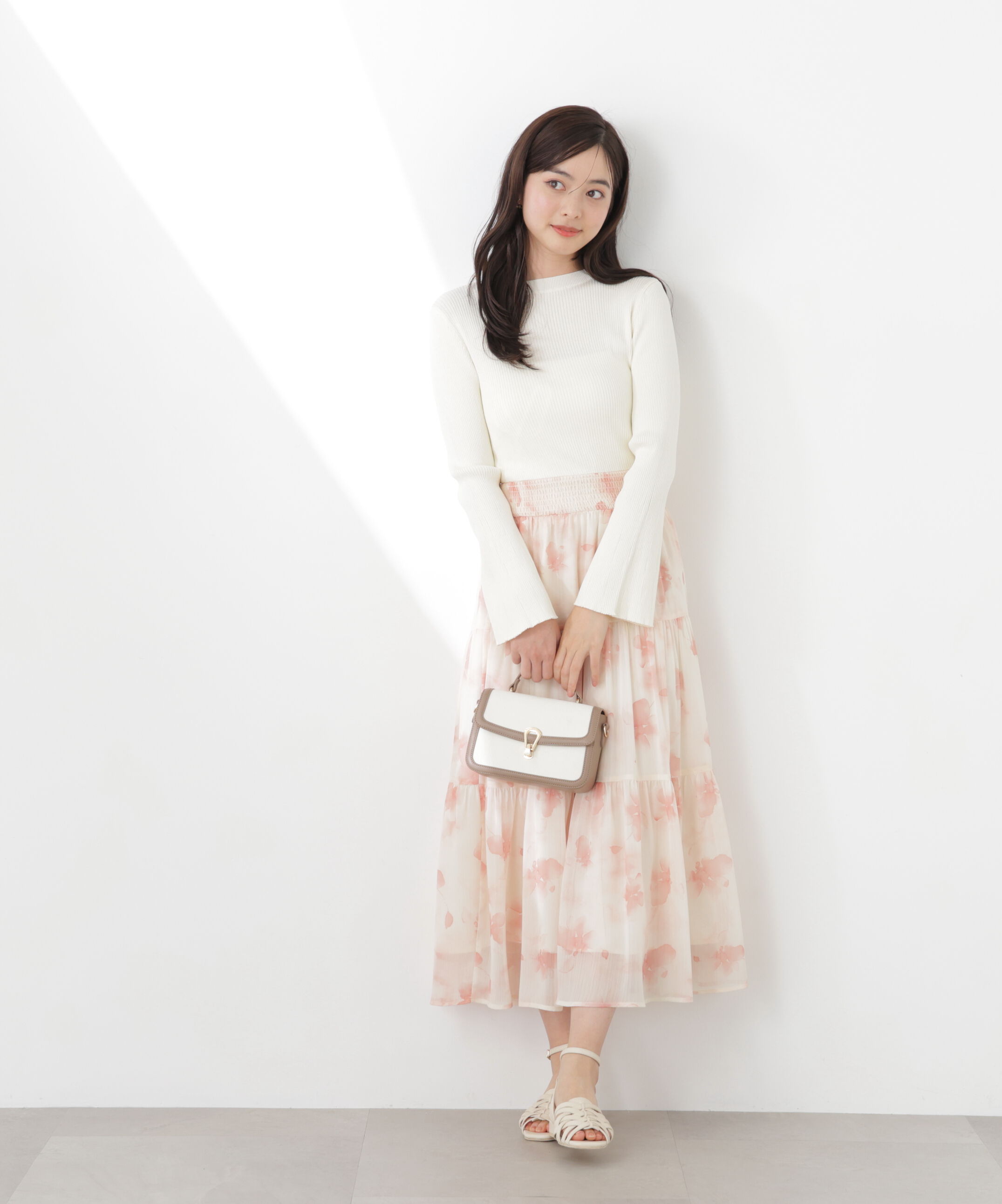 PROPORTION BODY DRESSING「ニットドッキング花柄シャーリングワンピース　26SS」|ワンピース|