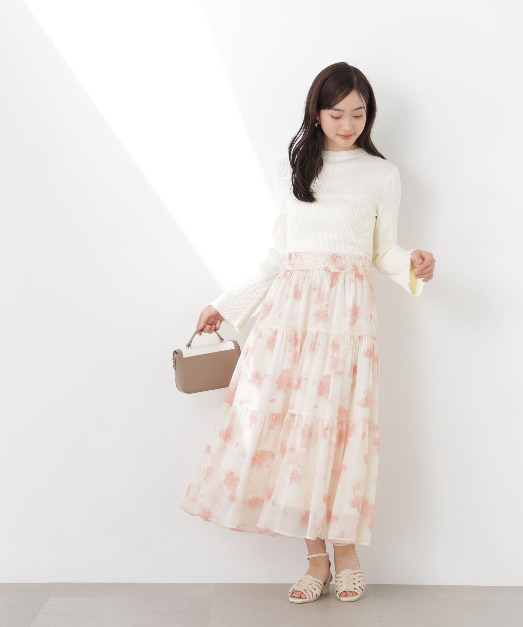 PROPORTION BODY DRESSING「ニットドッキング花柄シャーリングワンピース　26SS」|ワンピース|