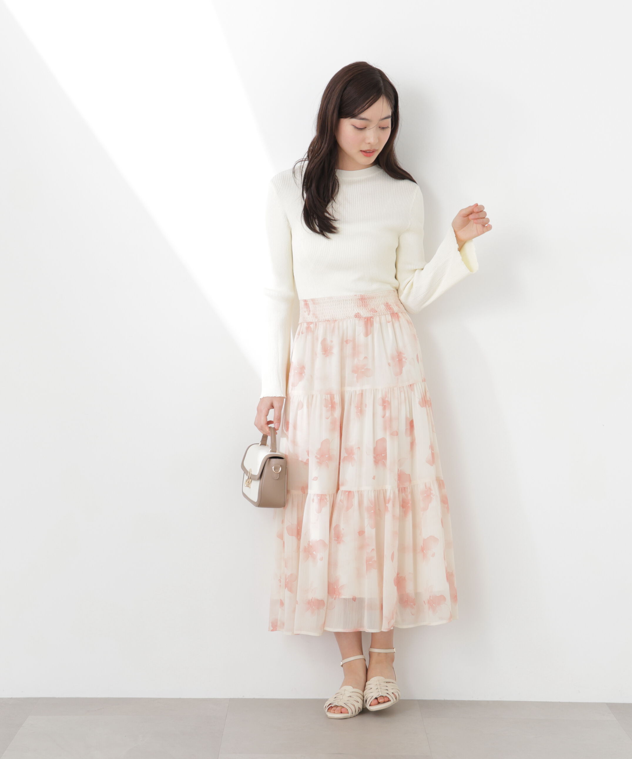 PROPORTION BODY DRESSING「ニットドッキング花柄シャーリングワンピース　26SS」|ワンピース|