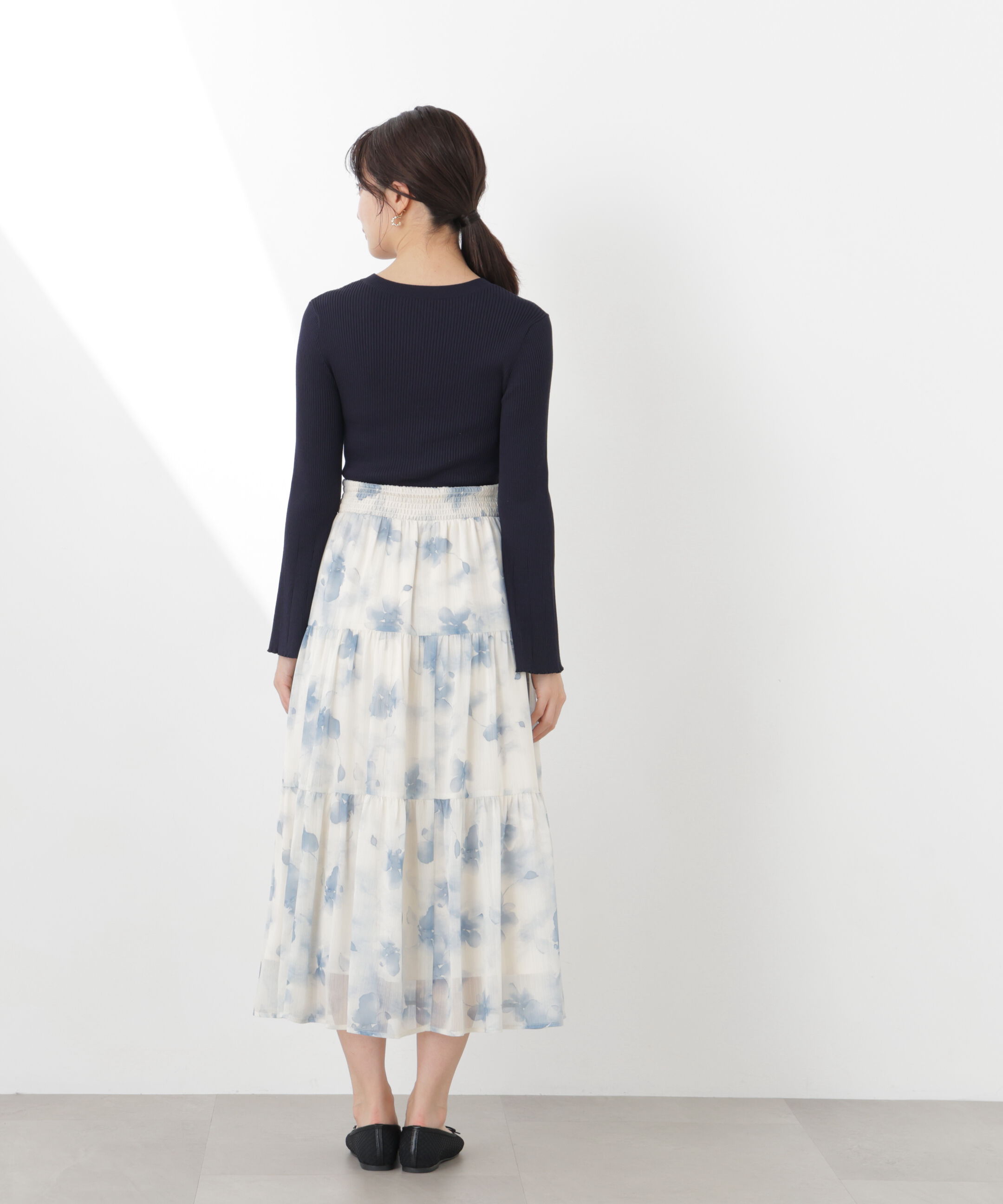 PROPORTION BODY DRESSING「ニットドッキング花柄シャーリングワンピース　26SS」|ワンピース|