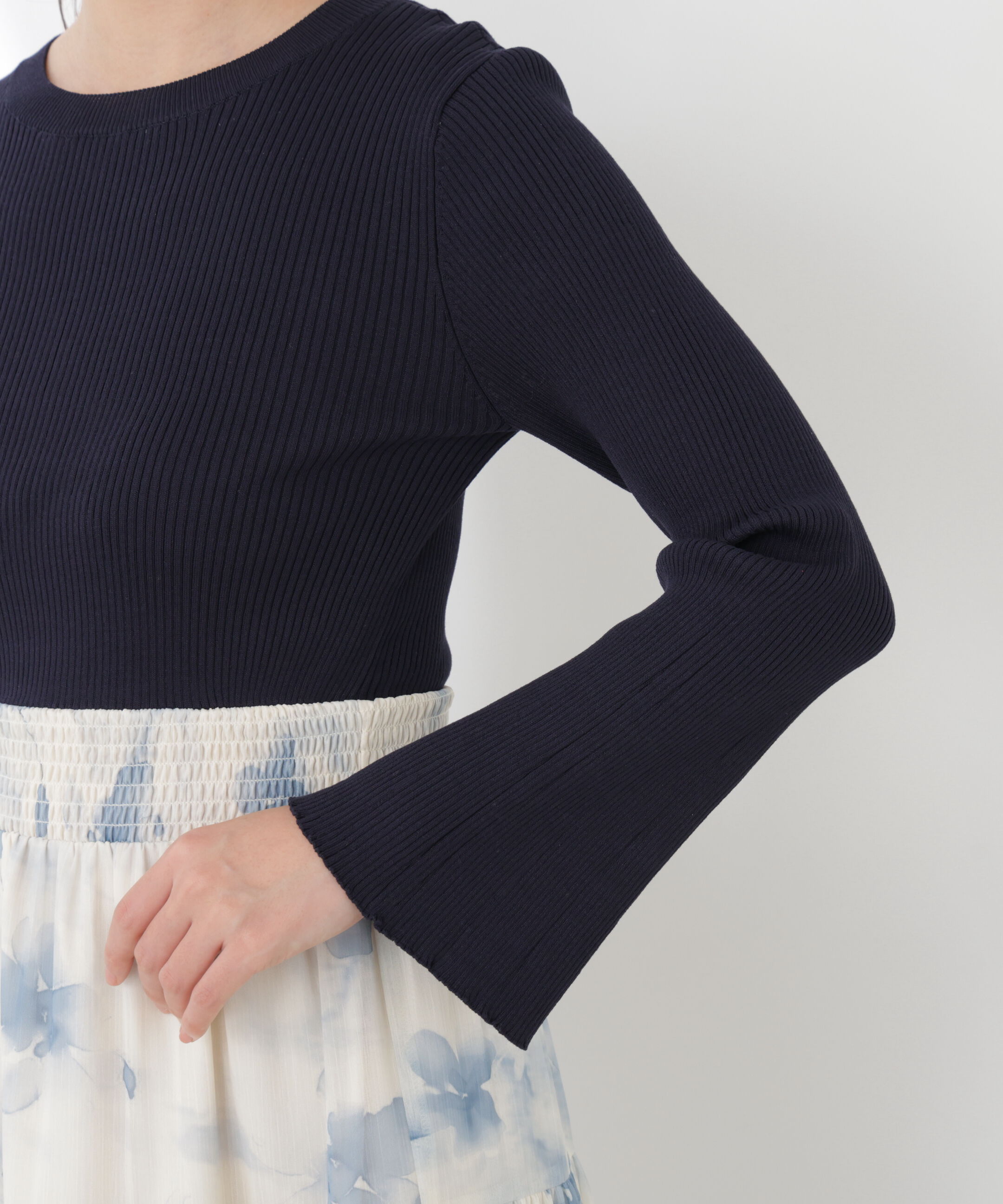 PROPORTION BODY DRESSING「ニットドッキング花柄シャーリングワンピース　26SS」|ワンピース|