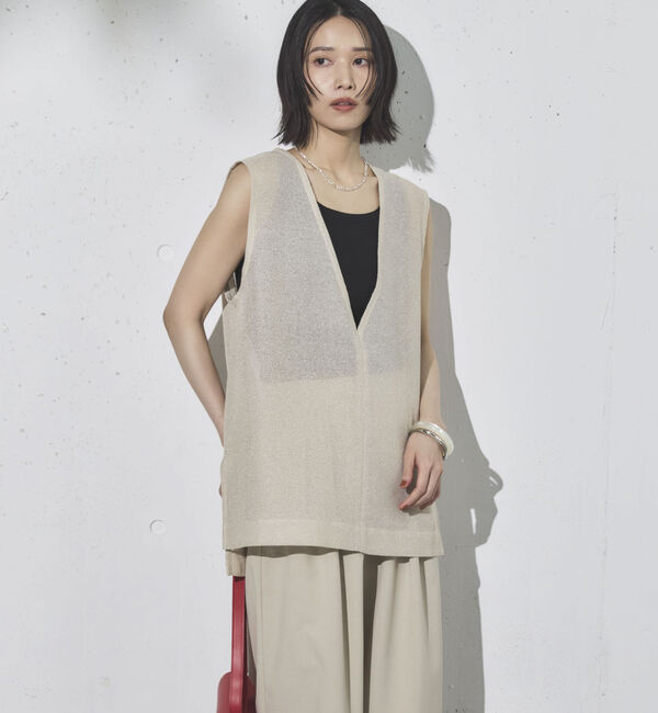 Doux archives「ラメメッシュベスト」|テーラードジャケット|IVORY