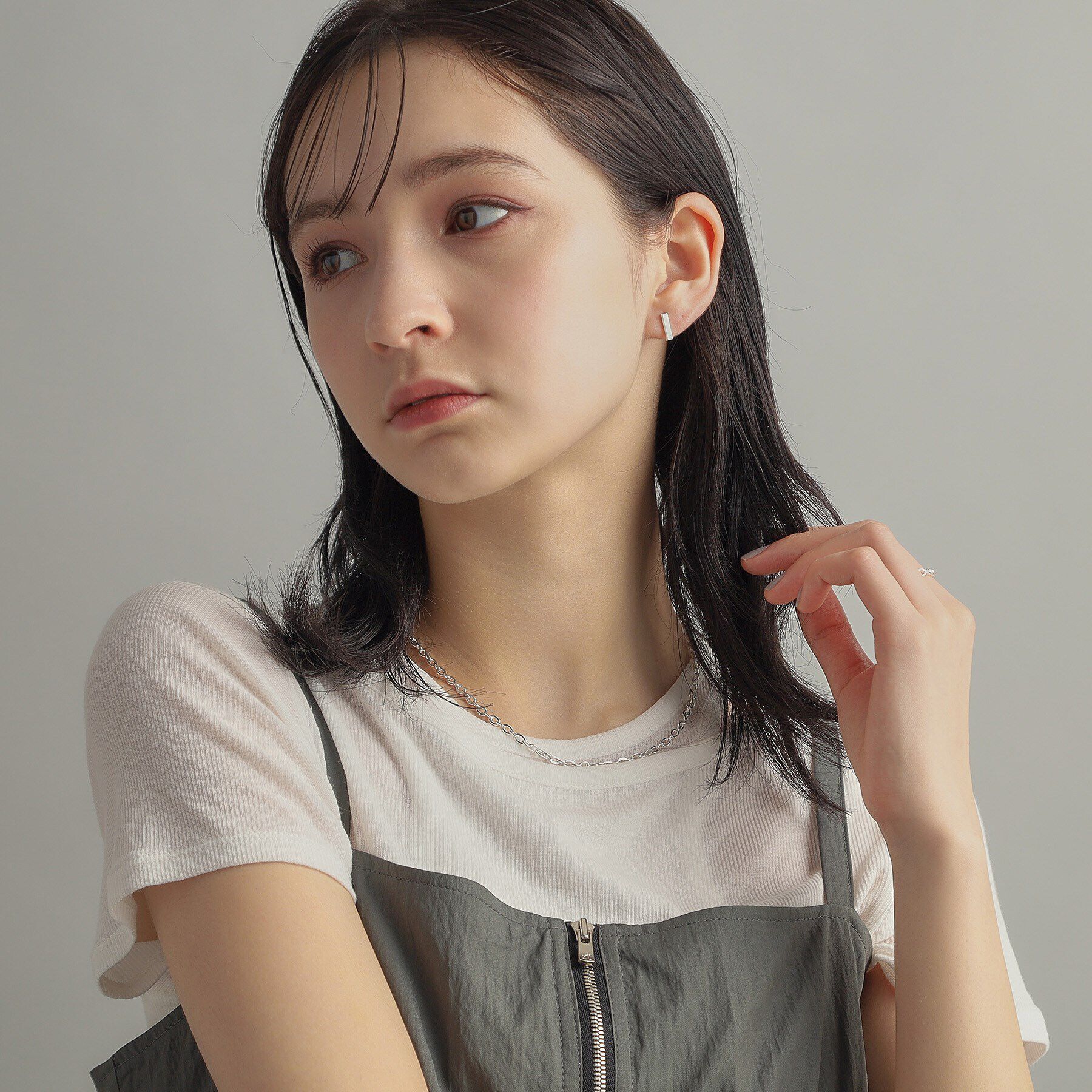 COCOSHNIK ONKITSCH「シルバー レクタングル スタッドピアス」|ピアス|