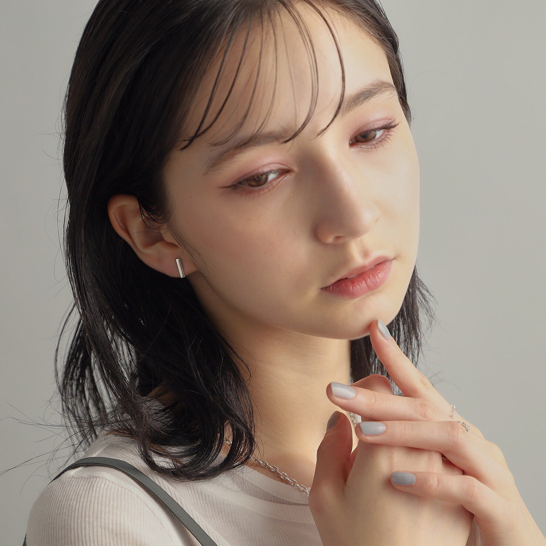 COCOSHNIK ONKITSCH「シルバー レクタングル スタッドピアス」|ピアス|