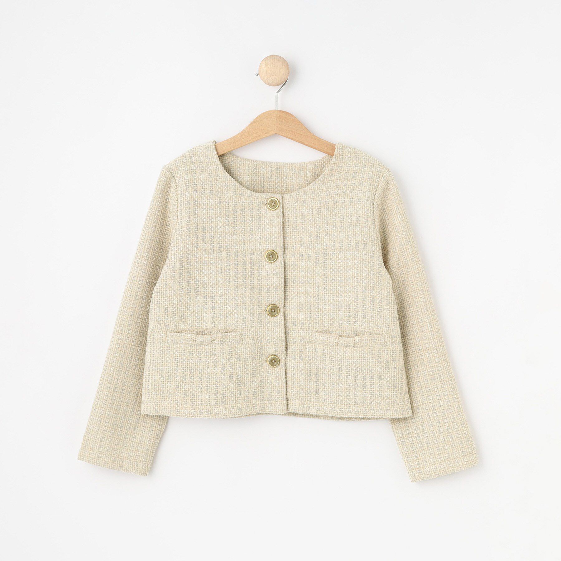 SHOO･LA･RUE「【100-140cm/プチセレ】ツイードジャケット」|ノーカラージャケット|