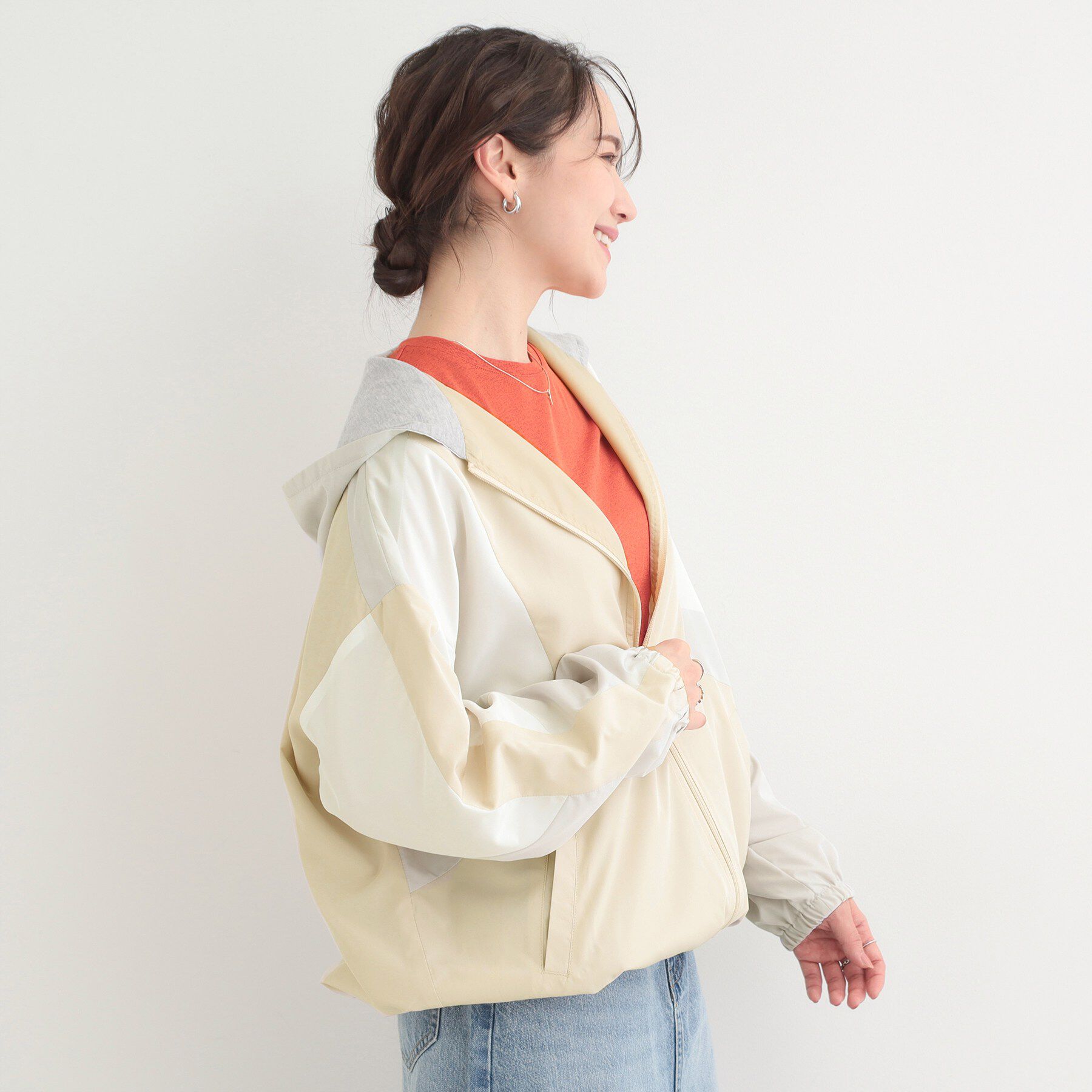 SHOO･LA･RUE「【S-LL】大人スポーティ　配色フードブルゾン」|ブルゾン・スタジャン|