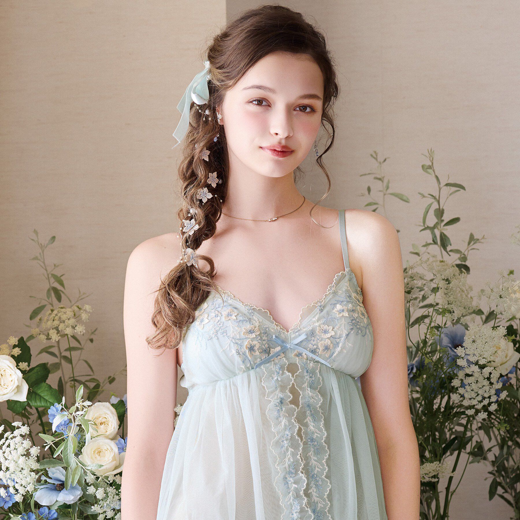 Risa Magli「フリート カップ付スリップ」|キャミソール|サックスブルー(09