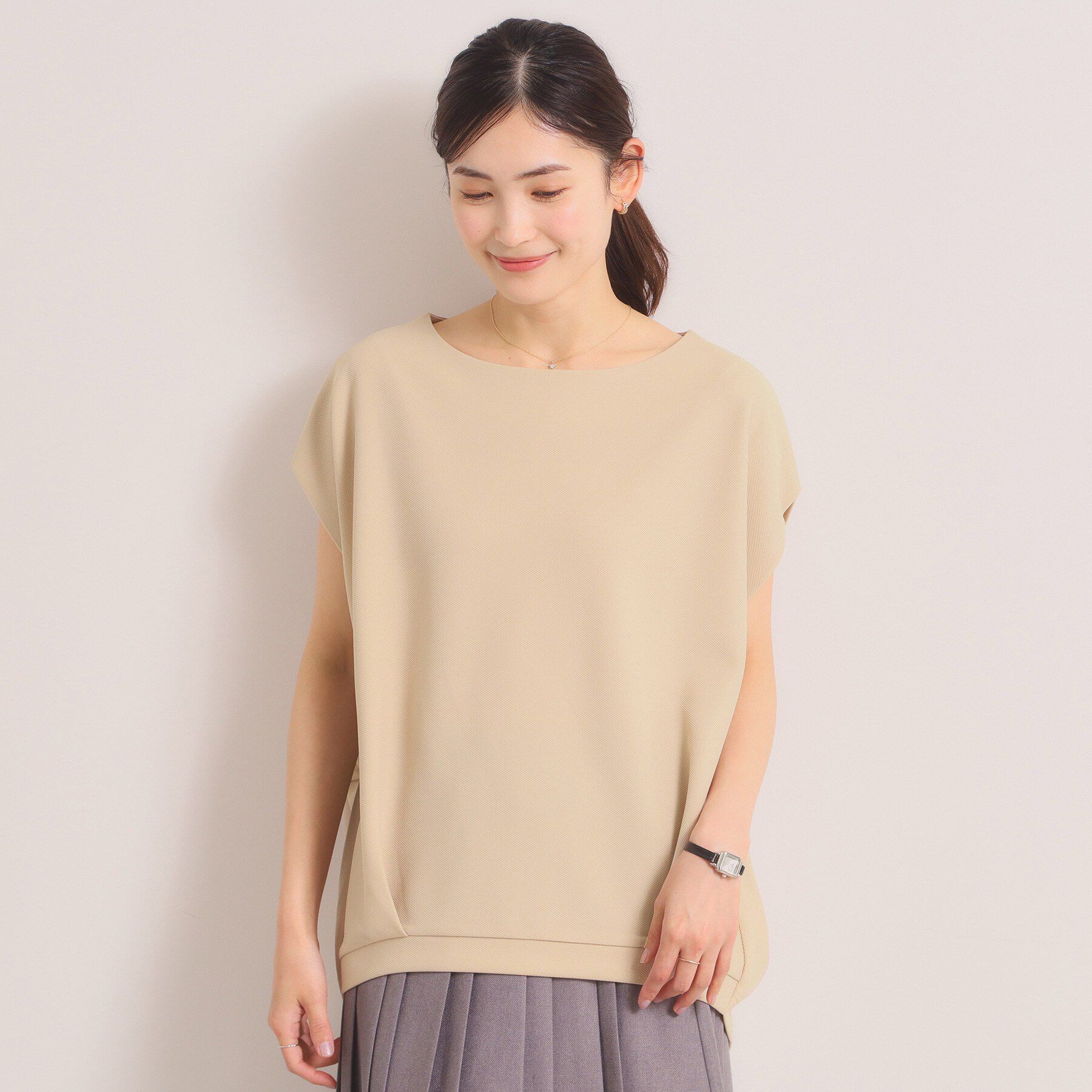 ITS&rsquo;DEMO「【洗濯機OK】カットカルゼプルオーバー」|Tシャツ・カットソー|ライトベージュ(05