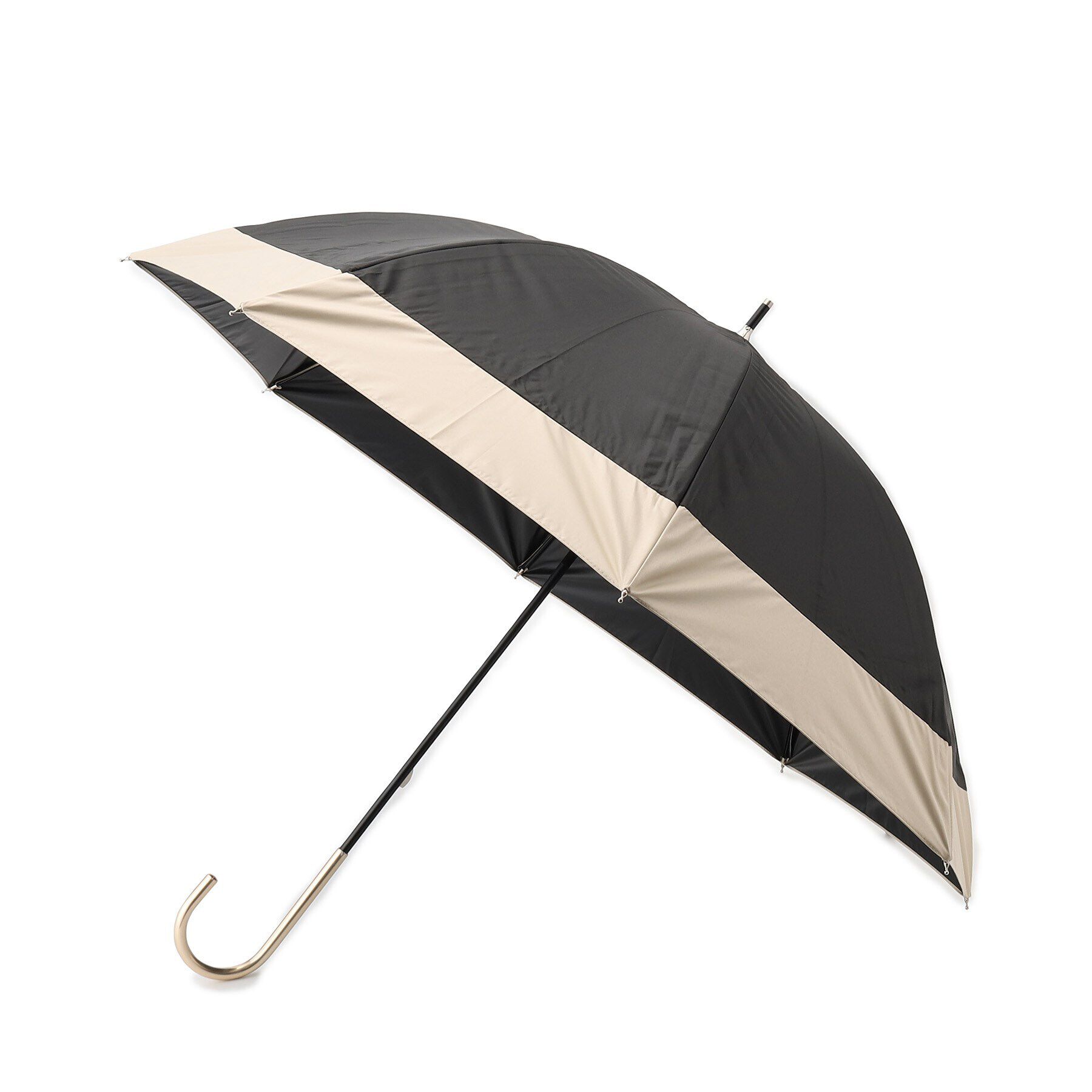 Ober Tashe「【UVカット率99.9％以上/遮光率99.9％以上/レイン/日傘/UVカット】バイカラー長傘」|傘|ﾌﾞﾗｯｸ(019)