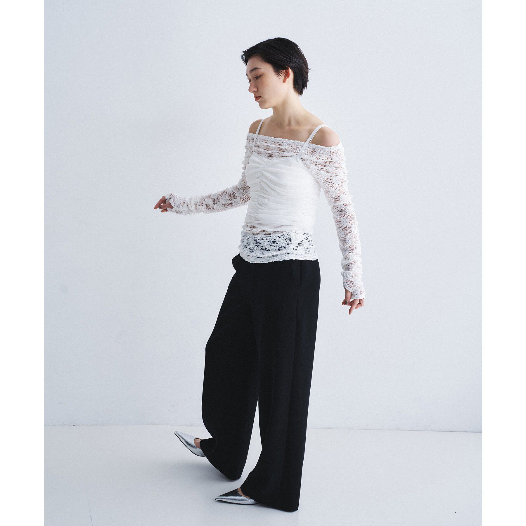 CODE A「organza shirring cami」|キャミソール|