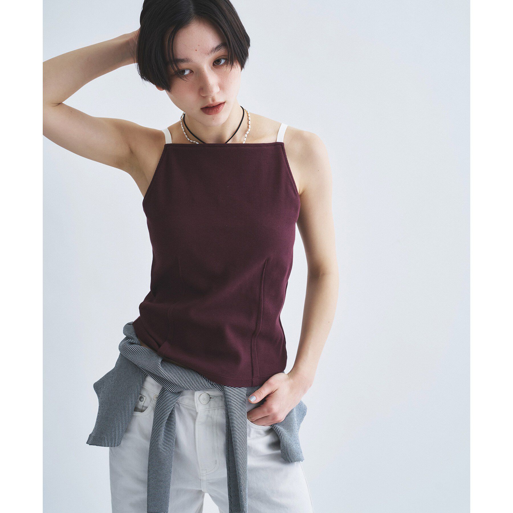 CODE A「edge line camisole」|キャミソール|ボルドー(064)