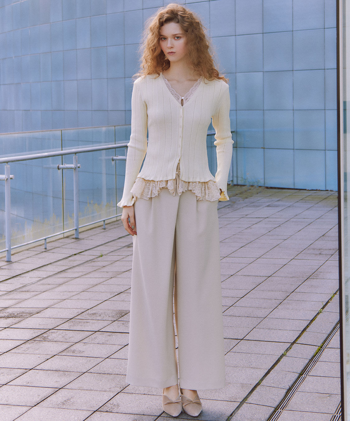 COCO DEAL「ベルトディテールアシメワイドパンツ」|スラックス|