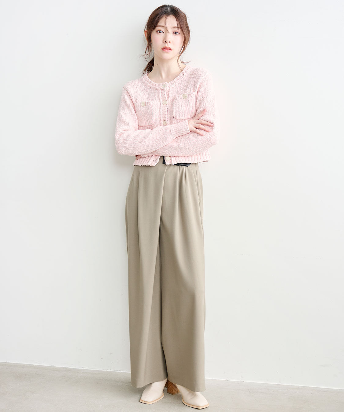 COCO DEAL「ベルトディテールアシメワイドパンツ」|スラックス|