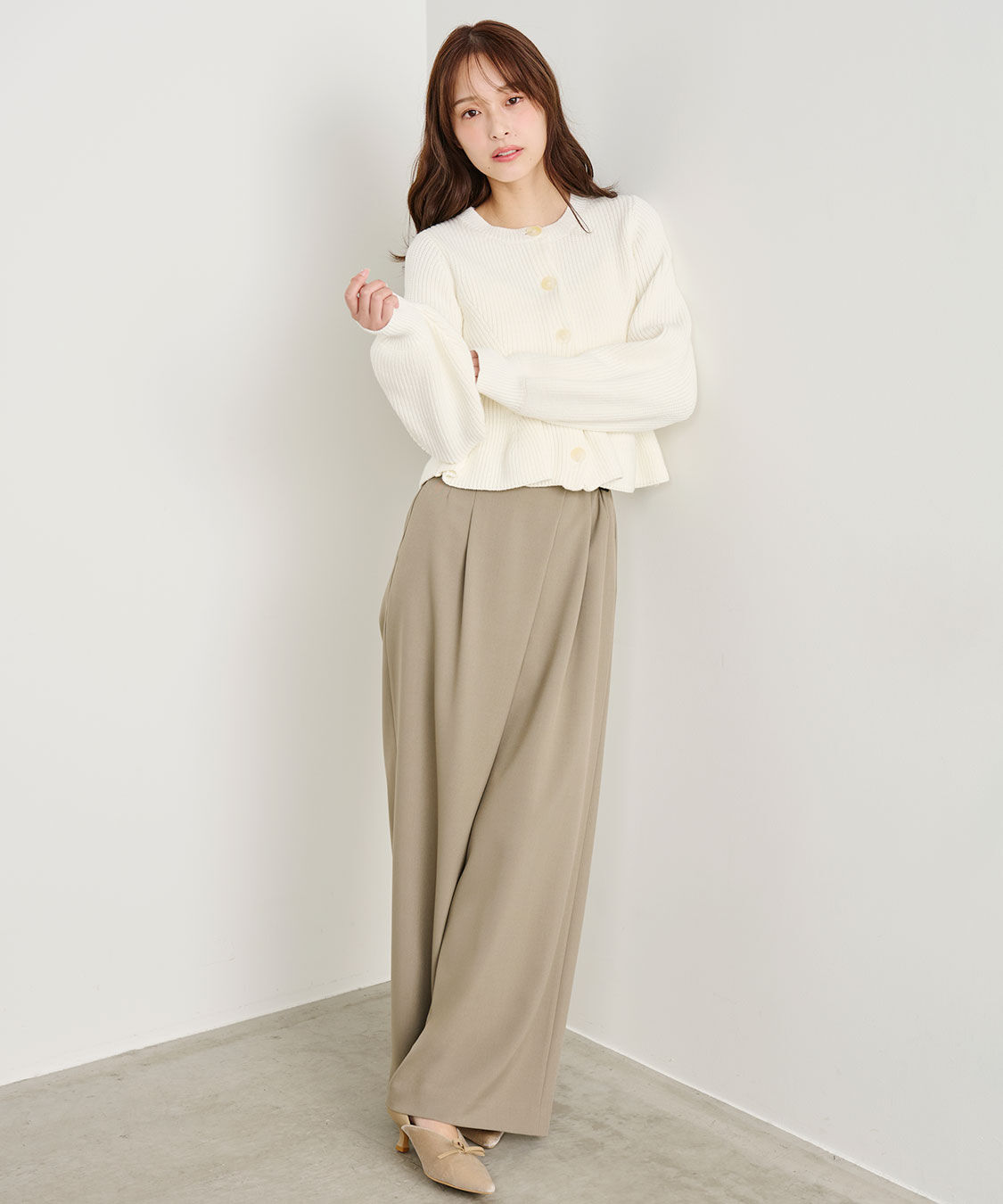 COCO DEAL「ベルトディテールアシメワイドパンツ」|スラックス|