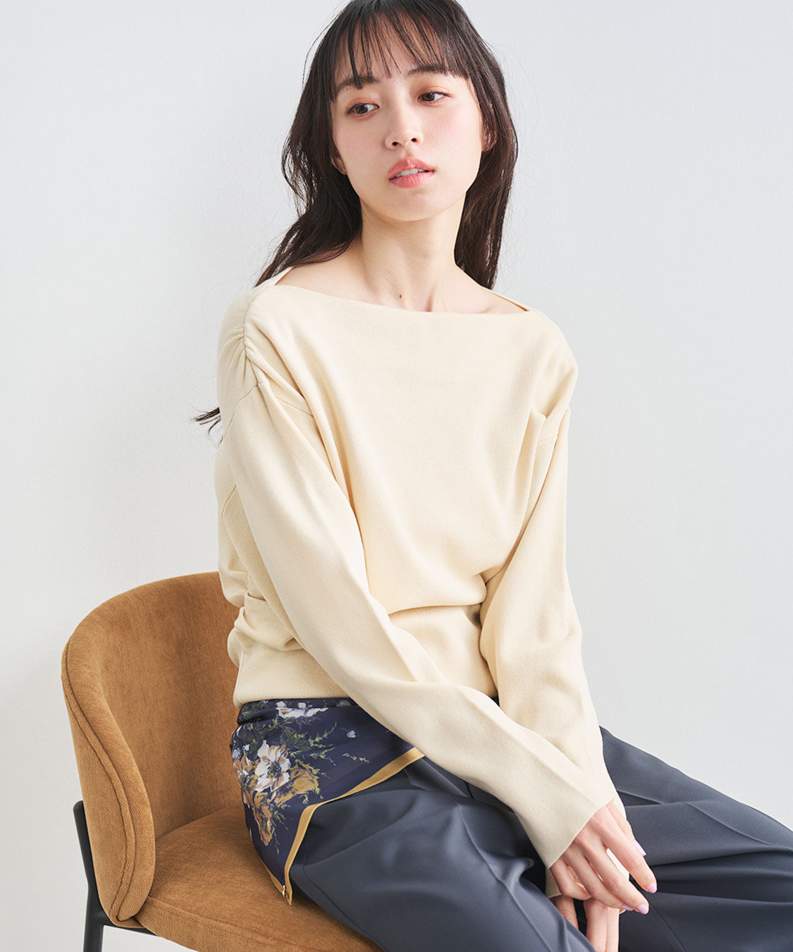 COCO DEAL「ショルダーギャザーオフショルニット」|ニット・セーター|ベージュ