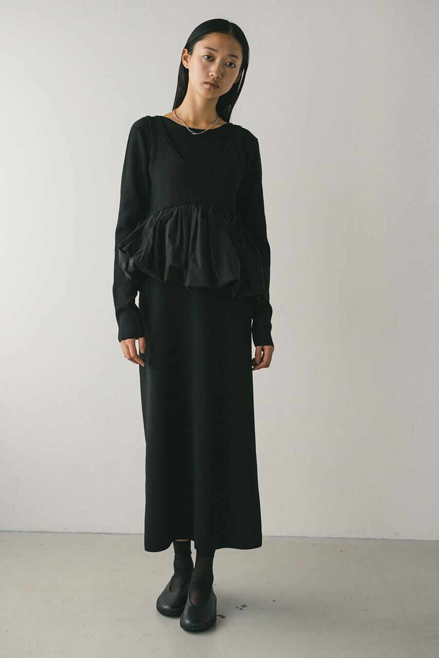 STYLEMIXER「2ピースバルーンペプラムニットワンピース」|ワンピース|BLK